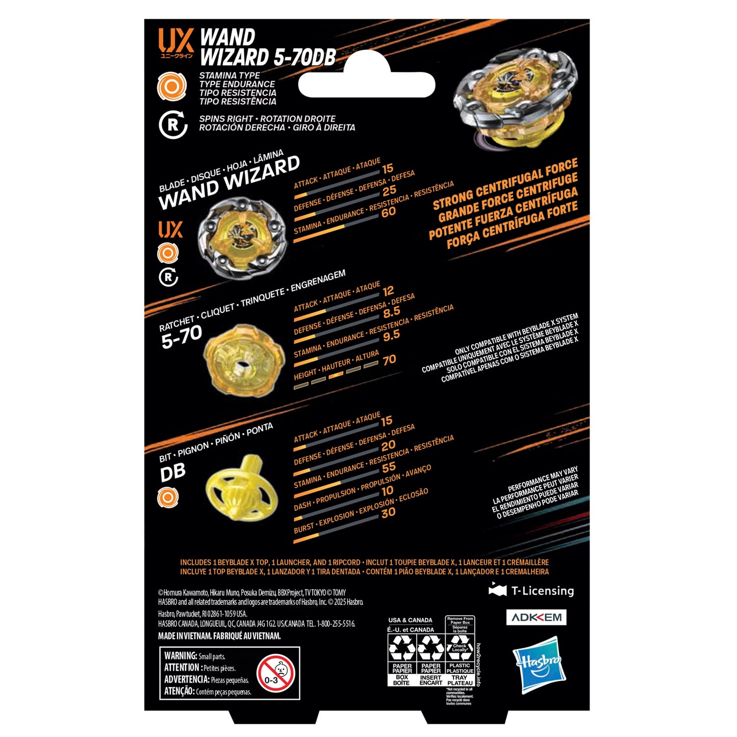 Beyblade X Wand Wizard 5-70DB UX Starter Pack Set with Stamina Type Top and Launcher; Authentic Takara Tomy Battle Tops Games/Toys for Boys and Girls…