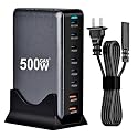 500W USB C Fast Charger Block, 8 Port USB Charging Station, GAN3 Multi Device Fast Charging Station for iPhone, Samsung, MacBook, Dell and More