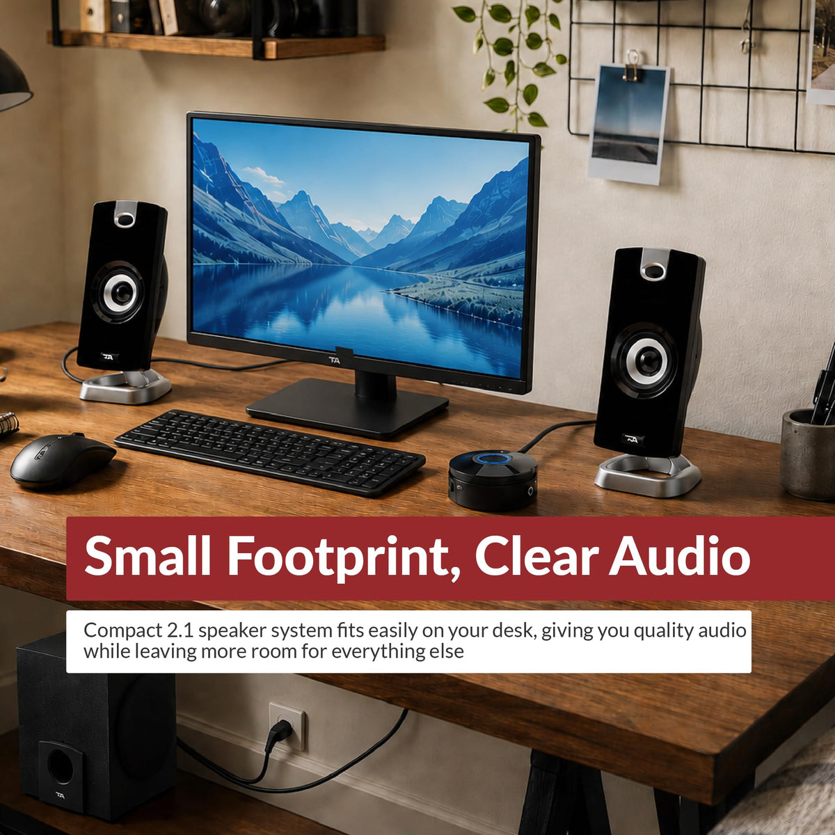 Cyber Acoustics CA-3090 2.1 Speaker System, 18W, Subwoofer