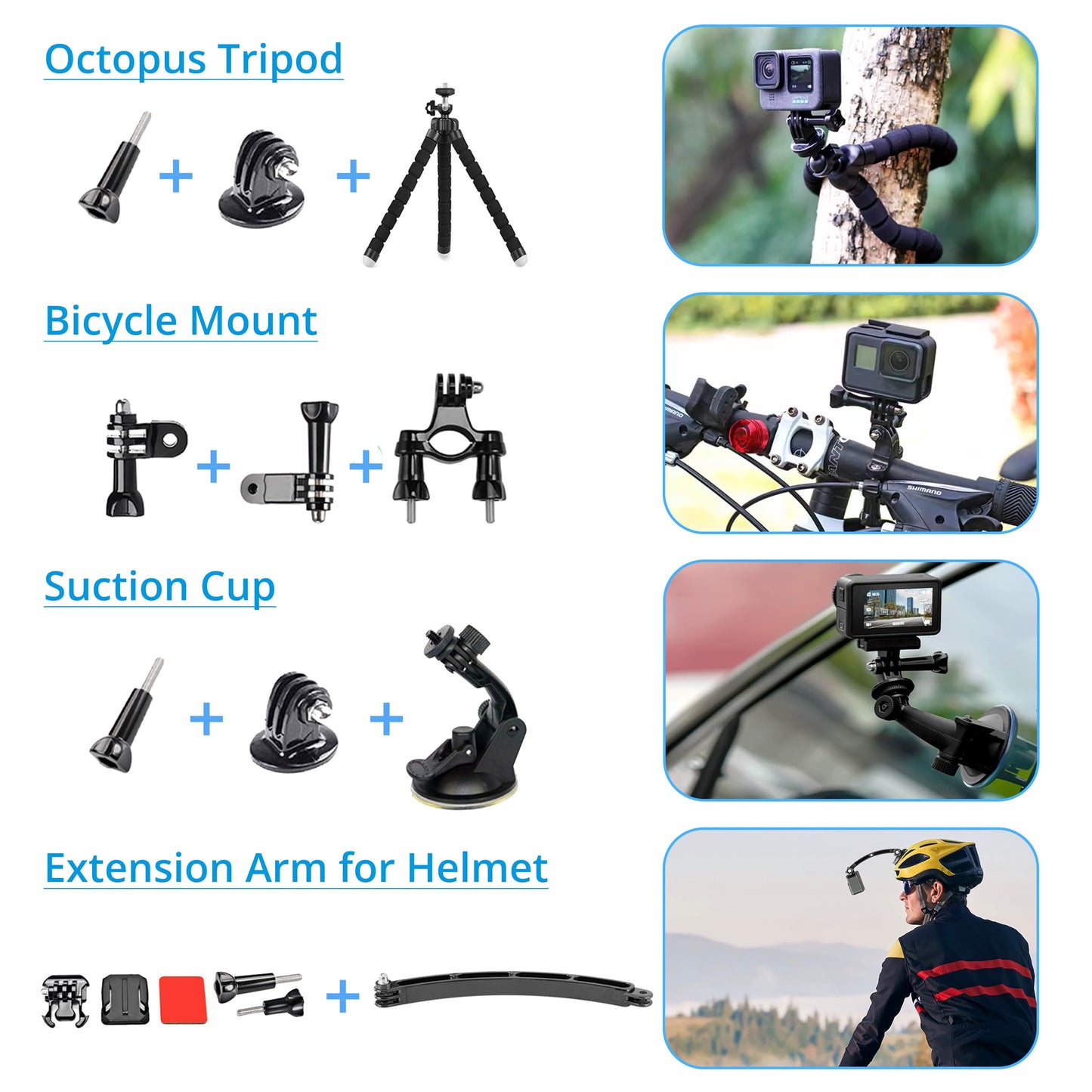 lifelimit Accessories 62 in 1 Accessories Starter Kit Compatible with All Gopro Hero 13/12/11/10/9/8 max Fusion/Session/HD Black White Silver AKASO
