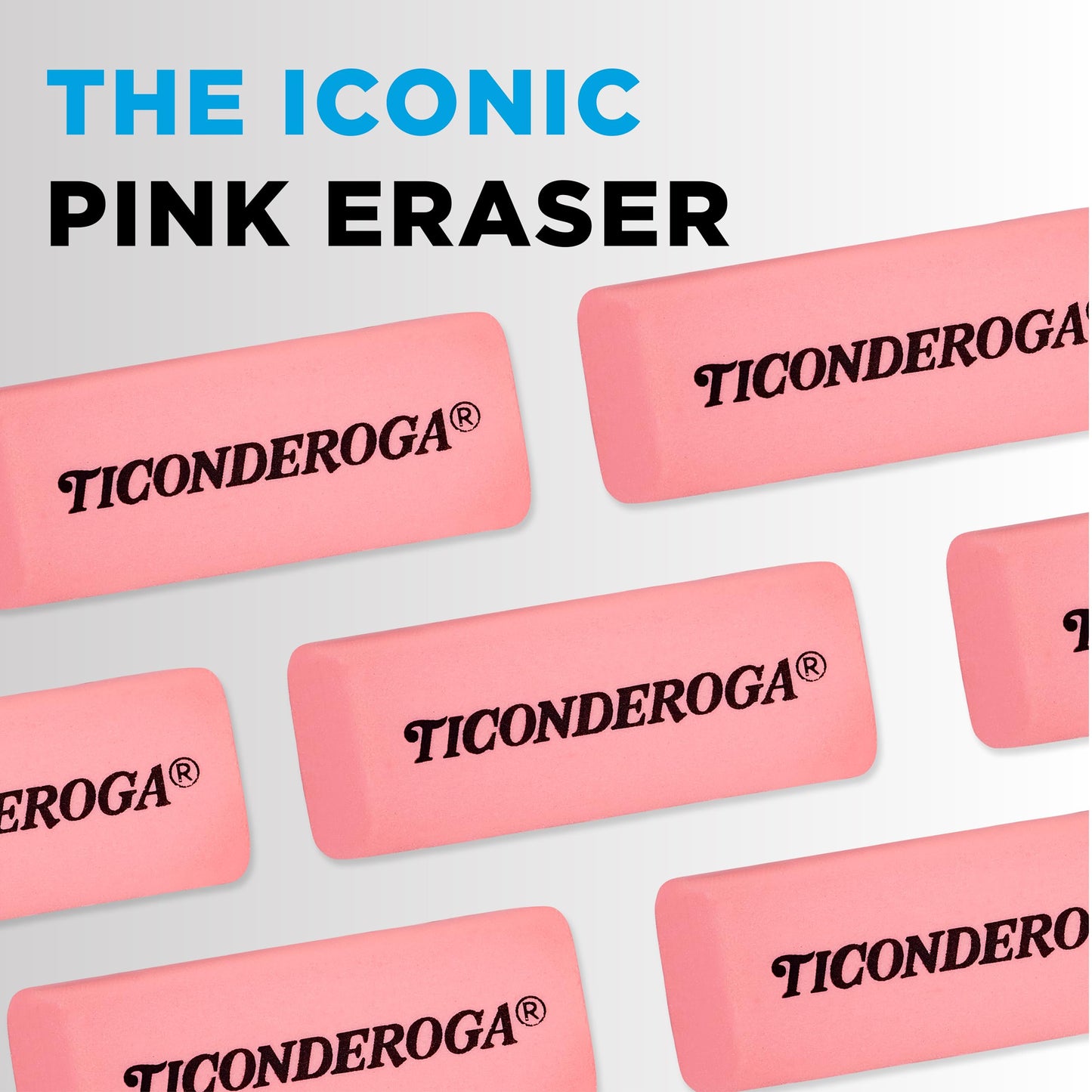 Ticonderoga Wedge Erasers, Pink, 3 Count