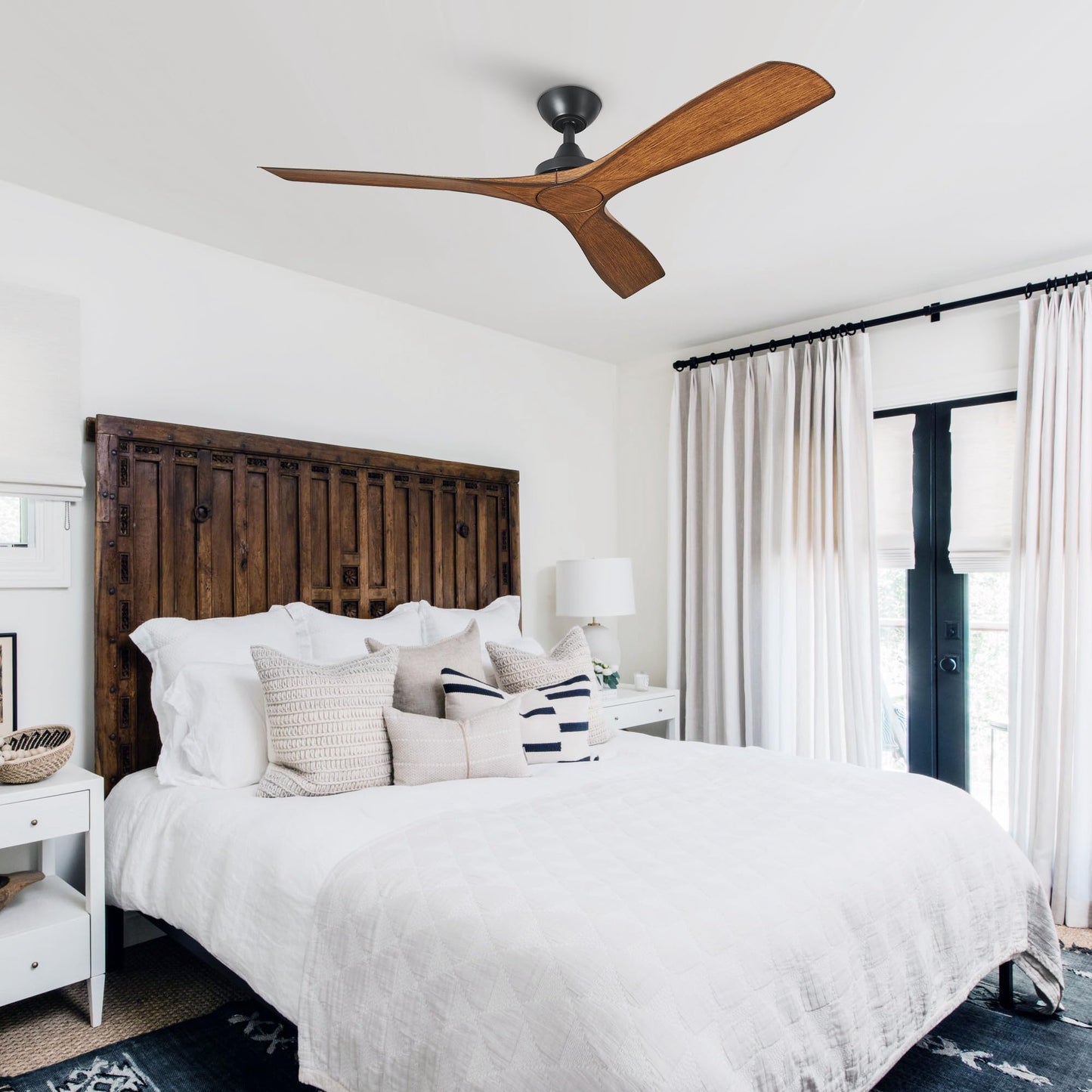 Vaczon 52 Inch Ceiling Fans No Lights, Ceiling Fan without Light and Remote for Modern Country Indoor or Covered Outdoor High CFM Black Ceiling Fan No