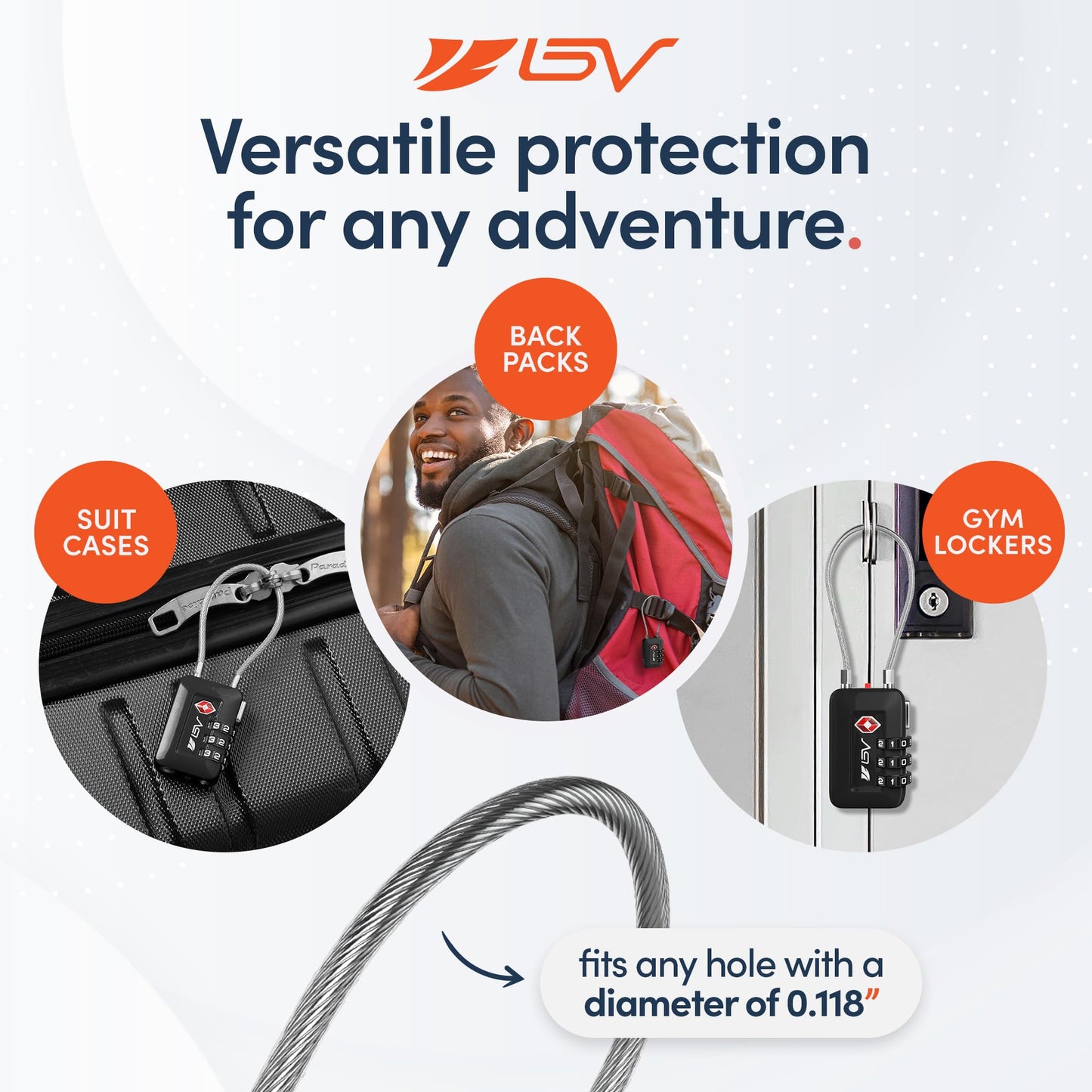 TSA Approved Luggage Locks 2 Pack – Resettable Combination Travel Lock for Suitcase, Gym Locker, Toolbox, Cabinet – Black