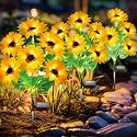 Solar Lights Outdoor Garden Decor, Upgraded 6 Pack with 36 Sunflowers, Auto On/Off Solar Flowers, Waterproof Garden Lights for Yard Patio, Gift