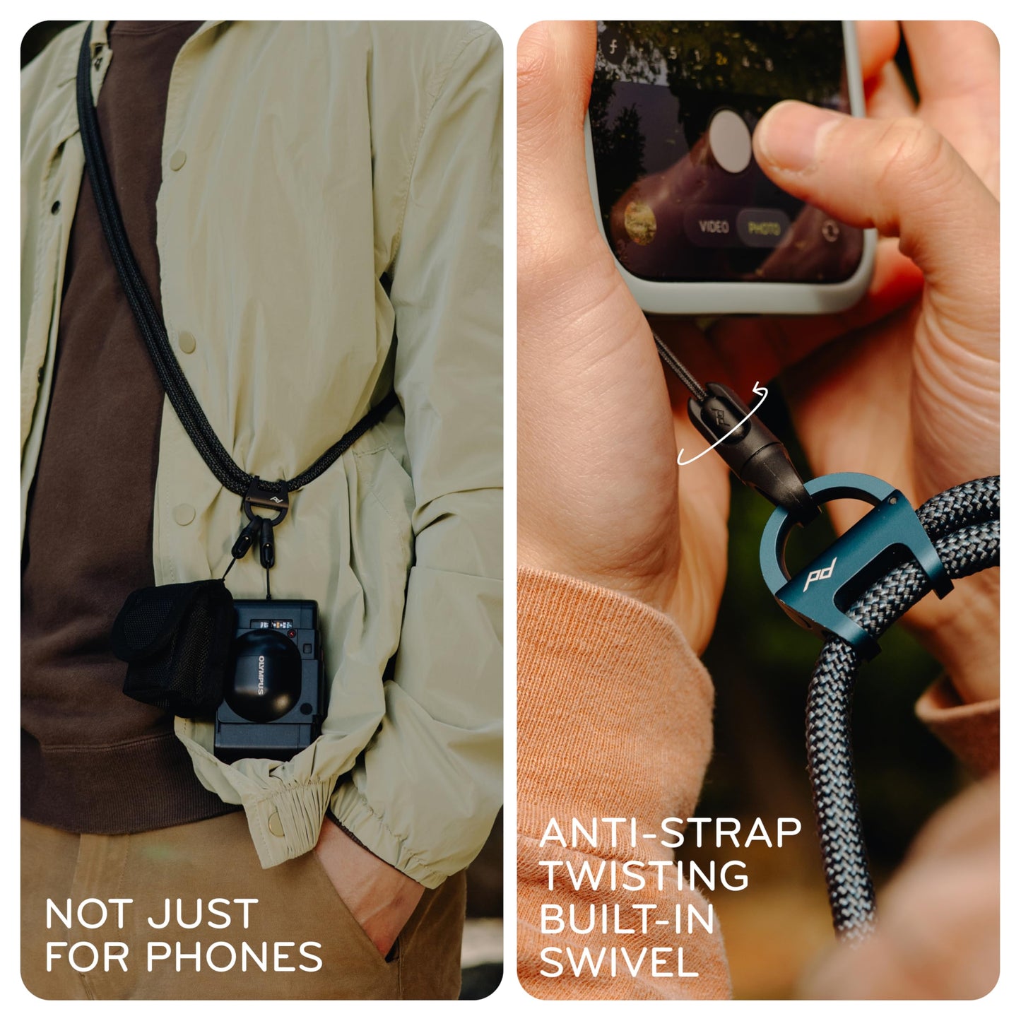 Peak Design Mobile Crossbody Multi-Strap, Black, Adjustable Quick-Connect Phone & Gear Strap, Carries Phone, Keys & Small Camera, Twist-Free Design