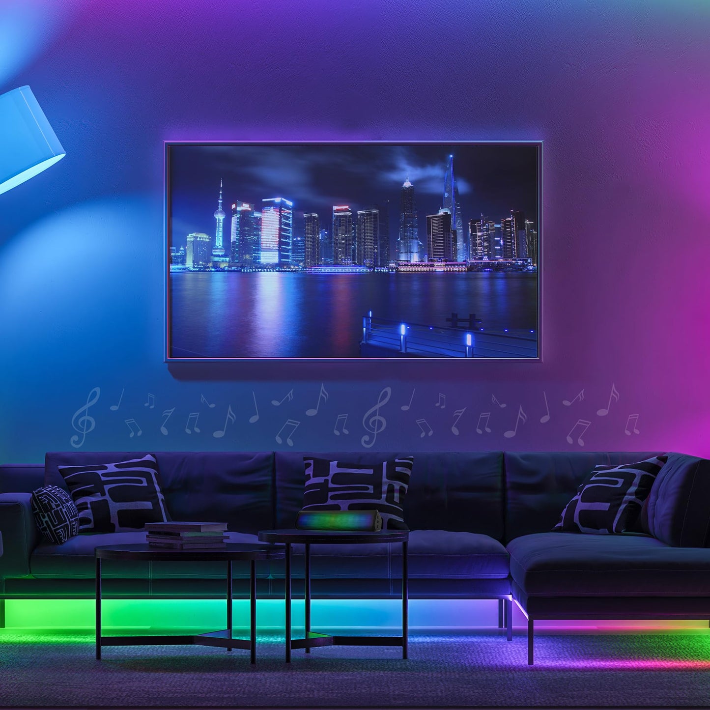 XTREME Monster 16.5ft Music Sync and Multi-Color Color Flow LED Light Strip with Fun Modes, Indoor Use, Easy Use
