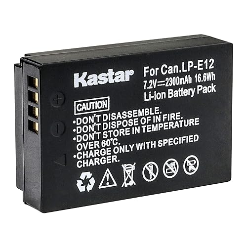 Kastar 1-Pack LP-E12 Battery 7.2V 2300mAh Replacement for Canon LP-E12 LPE12 Battery, Canon LC-E12 LC-E12E Charger