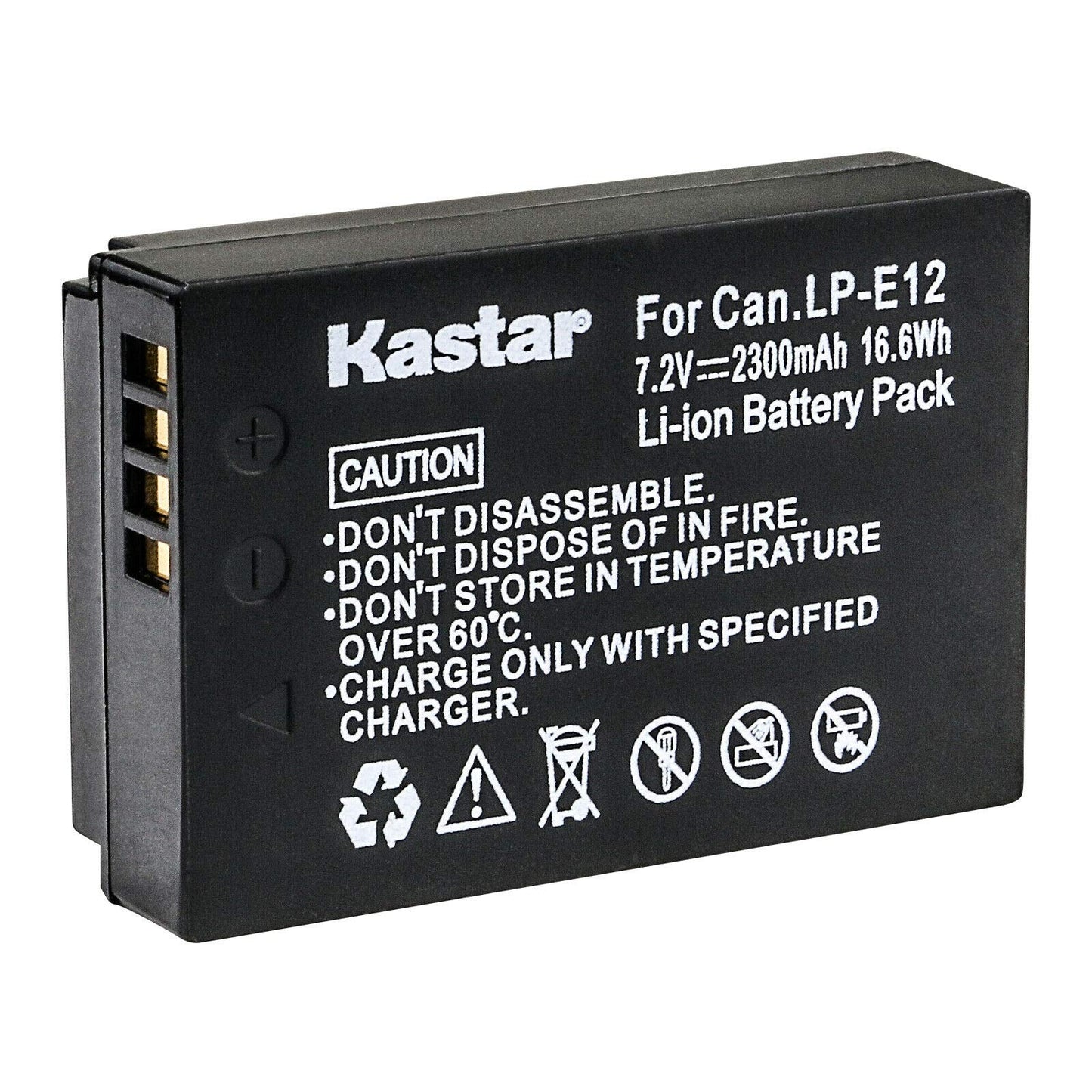 Kastar 1-Pack LP-E12 Battery 7.2V 2300mAh Replacement for Canon LP-E12 LPE12 Battery, Canon LC-E12 LC-E12E Charger