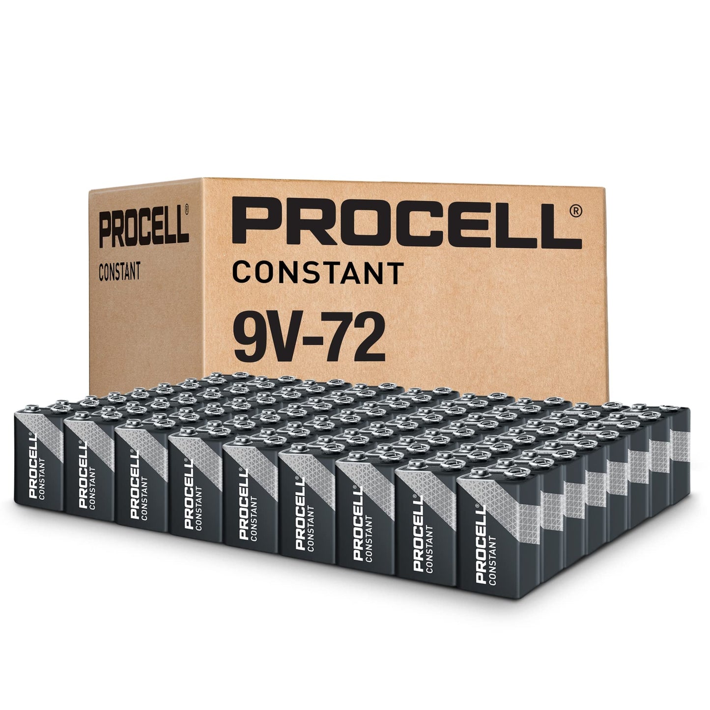 PROCELL Constant 9V Long-Lasting Alkaline Batteries (72 Pack), 5-Year Shelf Life, Bulk Value Pack for Consistent Moderate Drain Professional Devices