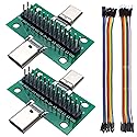 minidodoca 2 Pcs USB 3.1 Type-C Male to Female Test Board with PCB Board 24 Pins 2.54 mm Double-Sided Socket with pin Header Connector,Dupont Wire…
