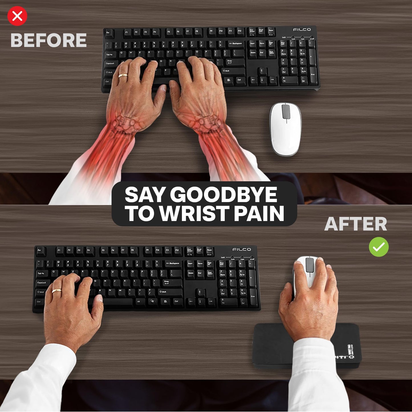 GRIFITI Fat Wrist Pad 8" x 4" x 0.75" inches Mouse Rest Ergonomic Hand Palm Pads Support for Keypads, Numberpads, Trackpads, Trackball Mousepads