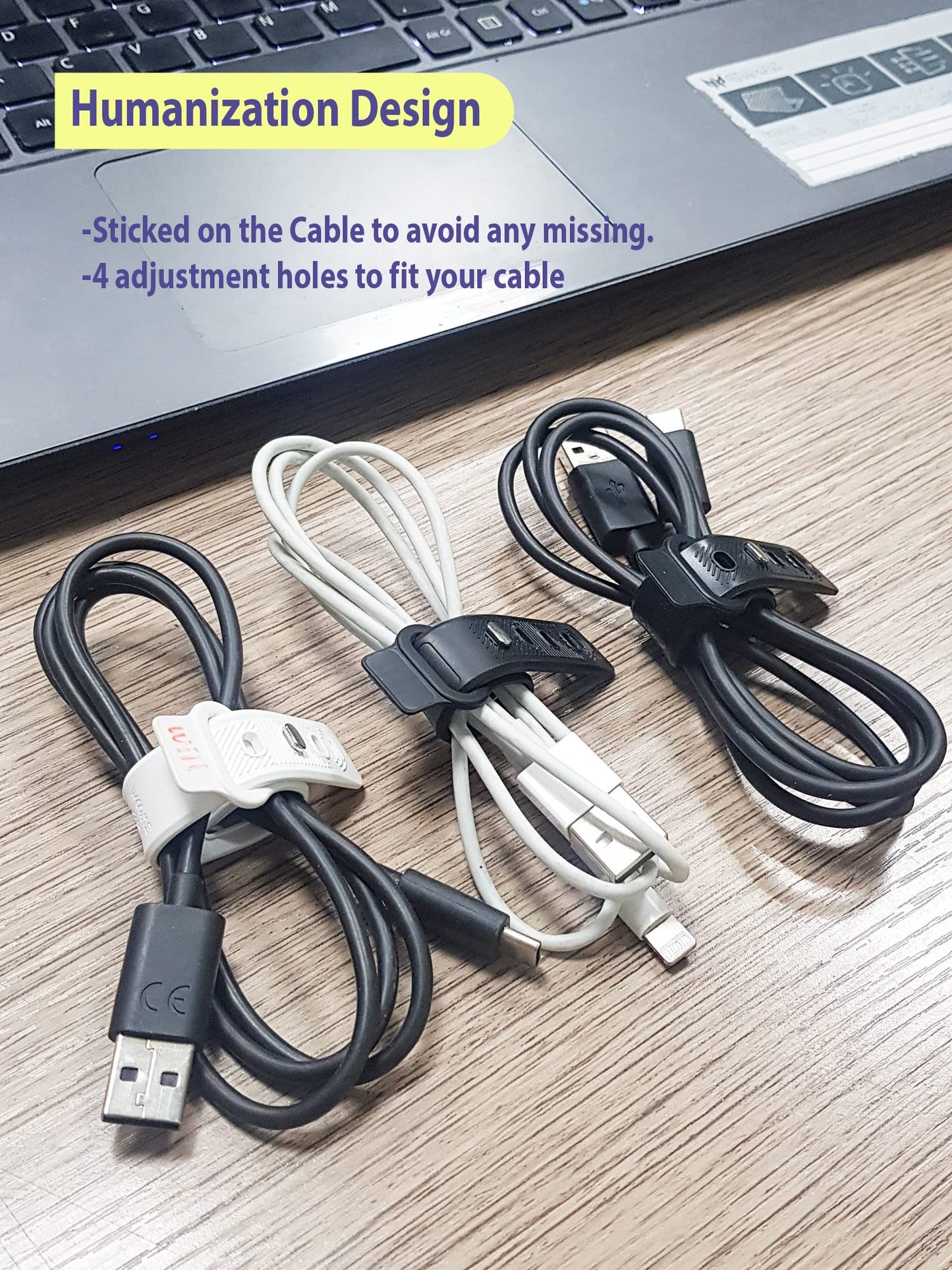 SWOOM Silicone Cable Ties,Fastening Cable Management,Reusable Wire Organizer,Cable Straps Hook and Loop Cord Ties,Adjustable Ties,Premium Cord