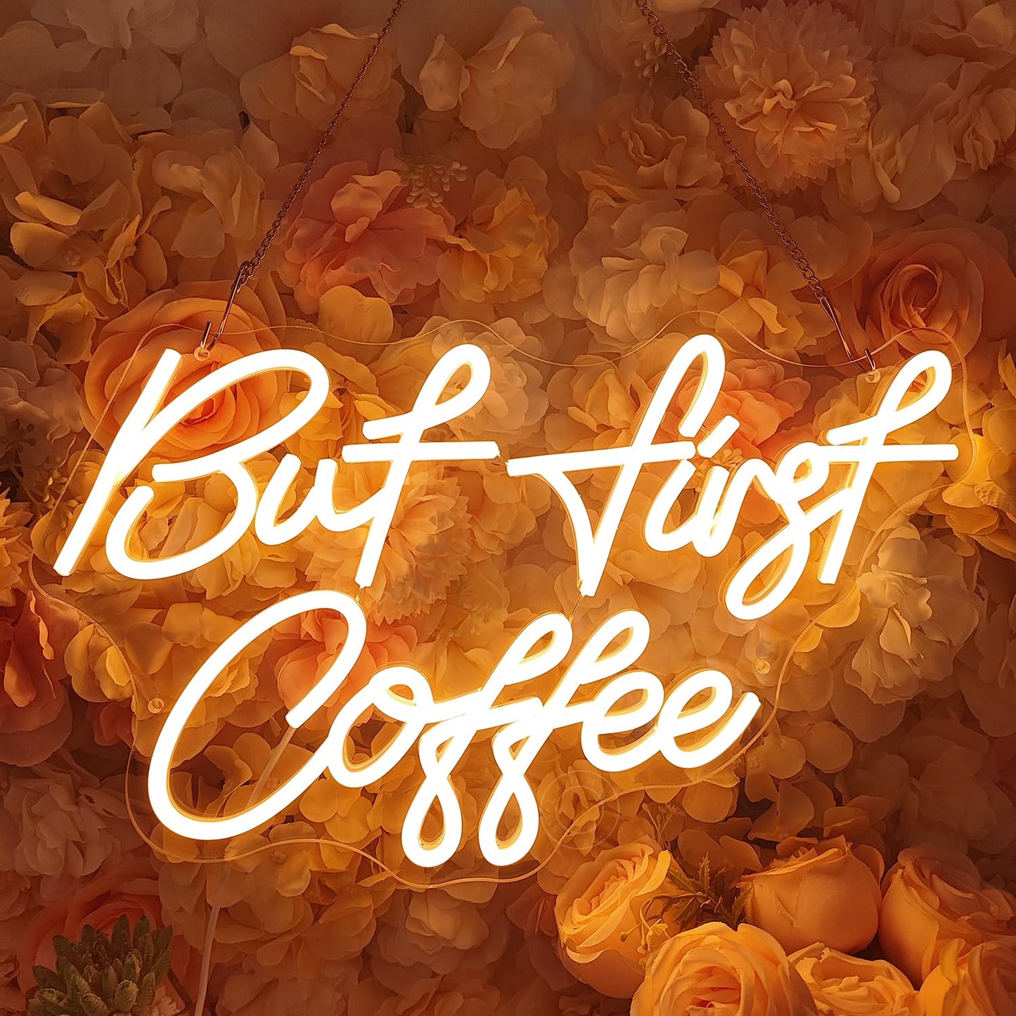 SYLHOME But First Coffee Led Neon Light Signs 5V Home Bedroom Kitchen Office Wall Decor Sign for Coffee Cafe Bar Party Living Room Sign Warm White USB