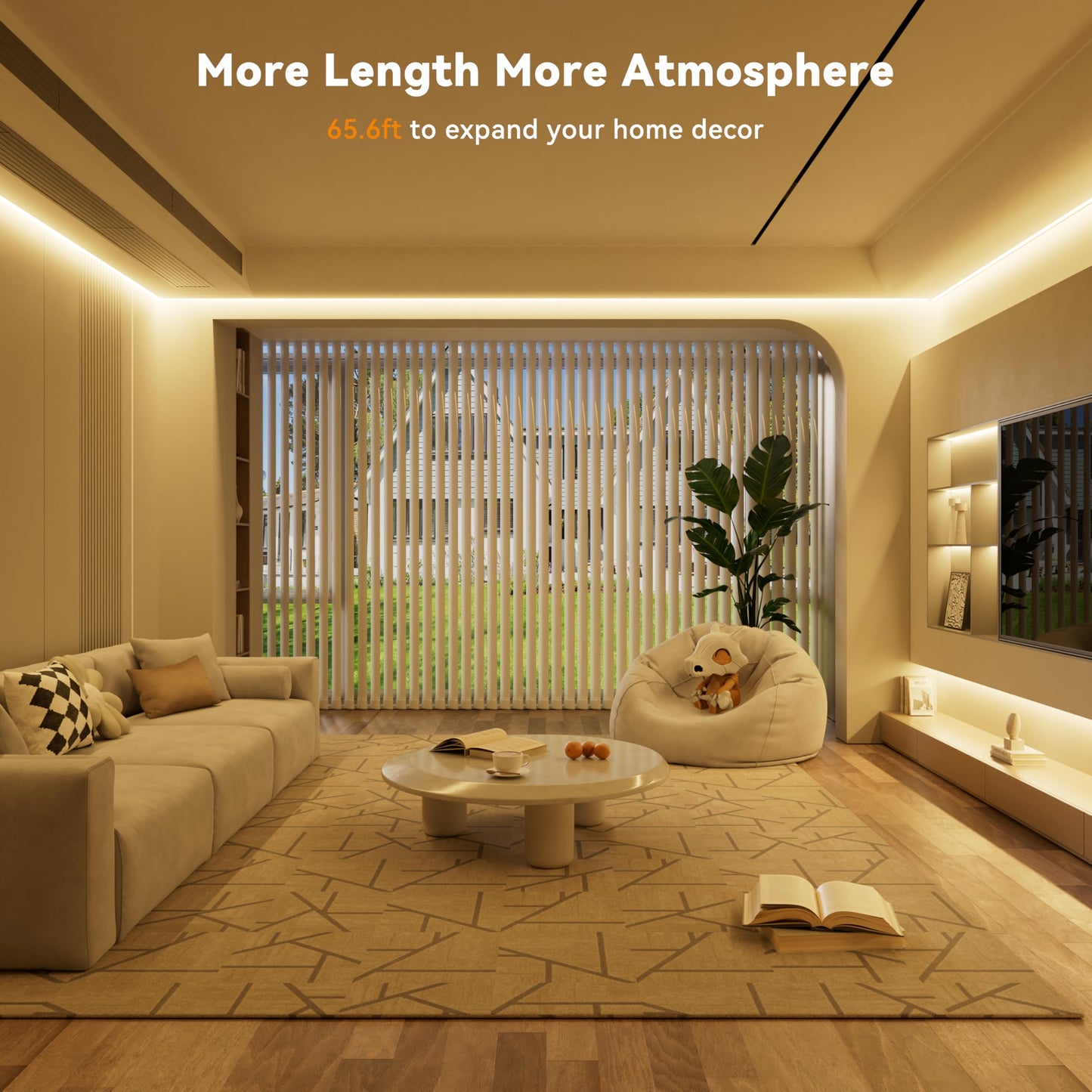 PAUTIX COB LED Strip Light 65.6ft/20m,Work with Alexa/Google Assistant,9600 LEDs Warm White 3000K,CRI93+ Super Bright High Lumen,Dimmable 24V Flexible