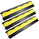 Reliancer 3 Pack Dual Channel Rubber Cable Protector Ramp 2 Channel Traffic Speed Bump 11000lbs Capacity Heavy Duty Driveway Hose Cover Ramp Cord
