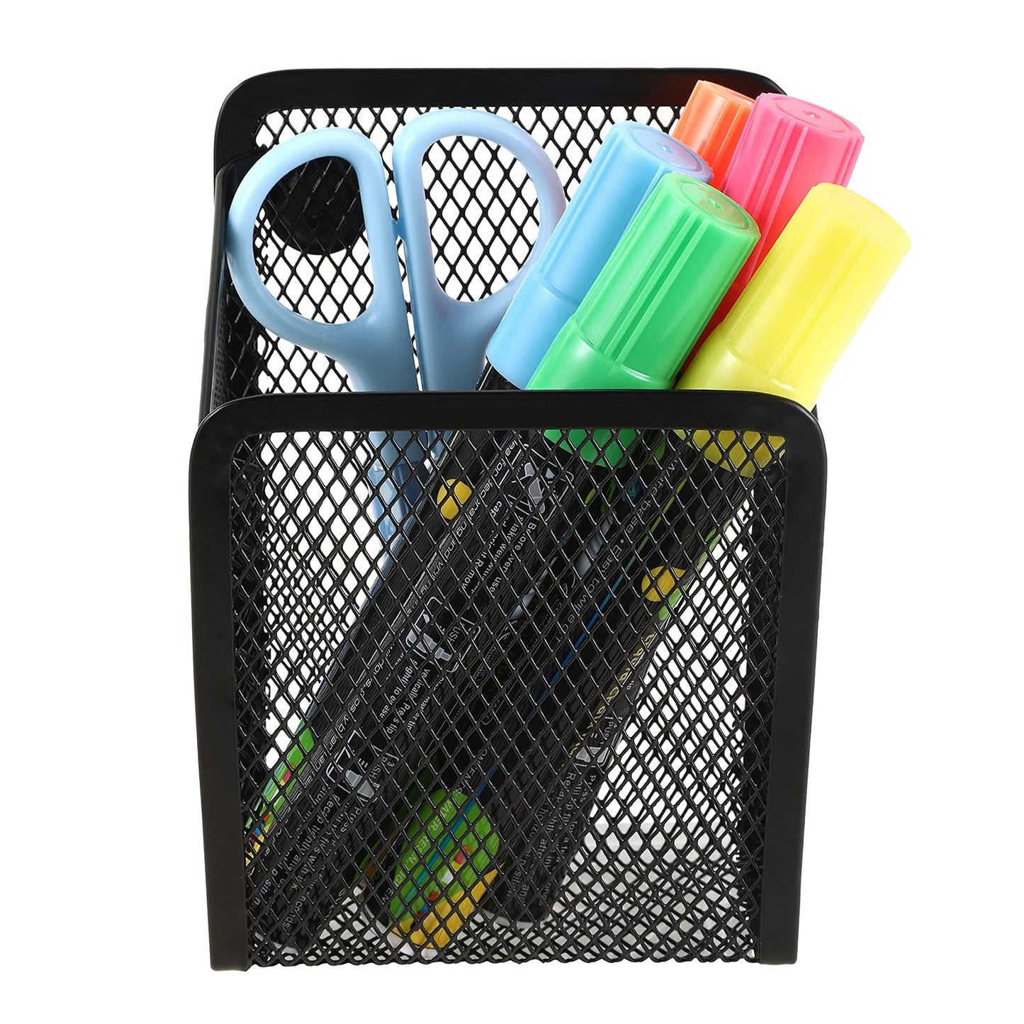 Sanpaint Magnetic Pencil Holder, 2 Compartments Mesh Stainless Steel Pen Basket, Metal Writing Utensil Storage Organizer