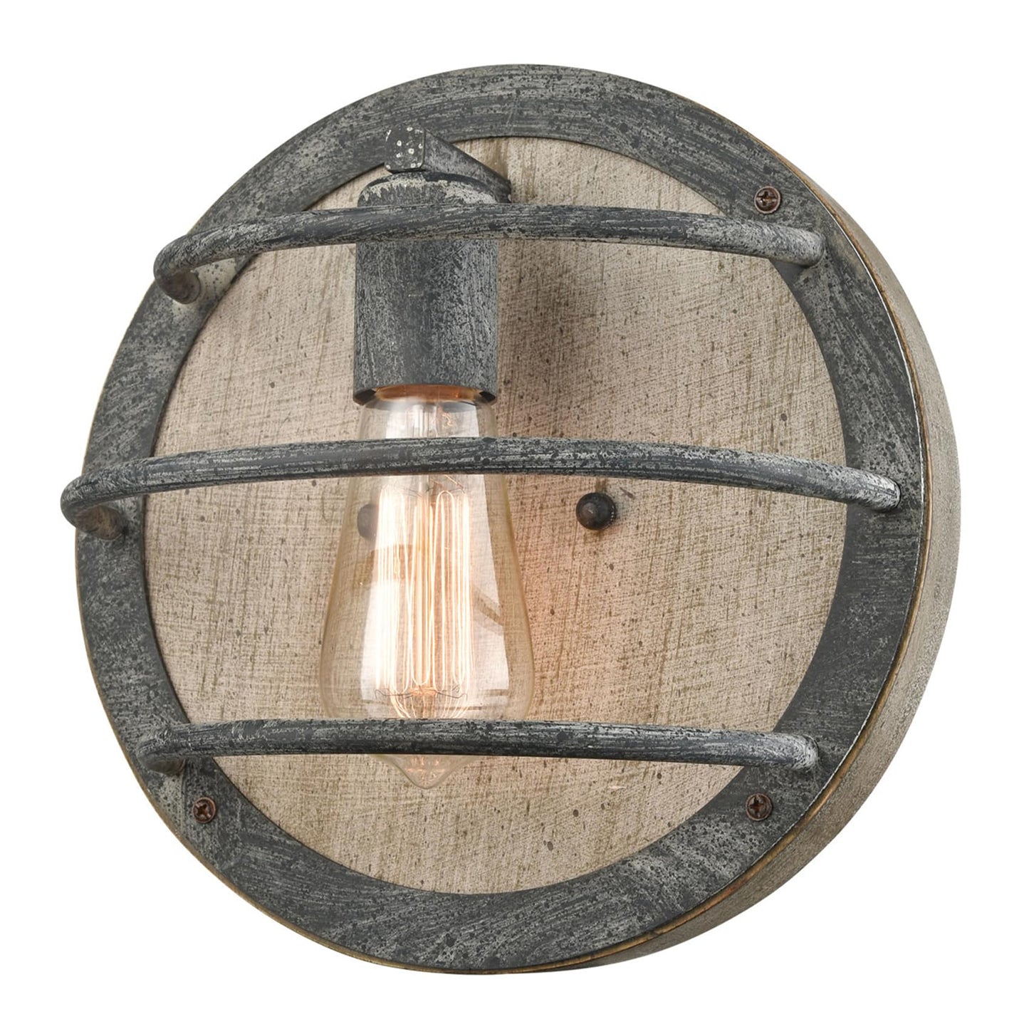 DAYCENT Farmhouse Wall Sconce Retro Rustic Wood Wall Light Fixtures 1-Light Industrial Caged Sconces Lighting for Bedroom Hallway Kitchen Corridor
