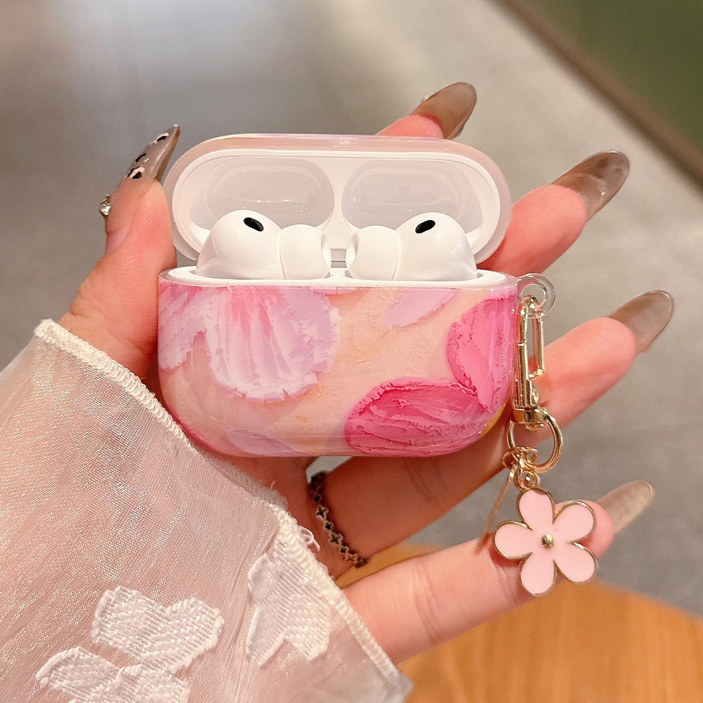 PHOEACC for AirPod Pro 3 Case 2025 Cute Aesthetic Flower for Women Girls Soft TPU Protective Cover with Keychain Compatible for AirPods Pro 3rd