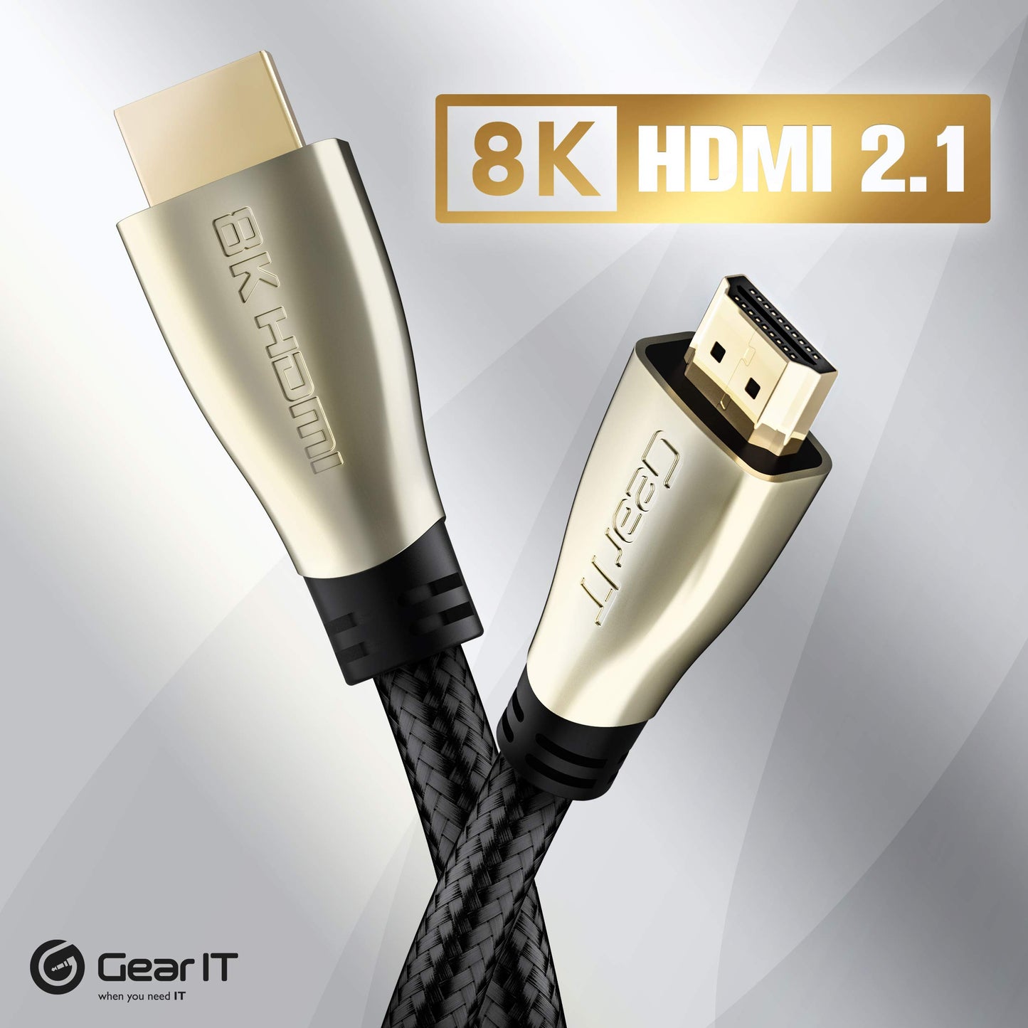 GEARit Premium Braided HDMI 2.1 8K 60Hz 48Gpbs Cable 6.6ft 2-Pack