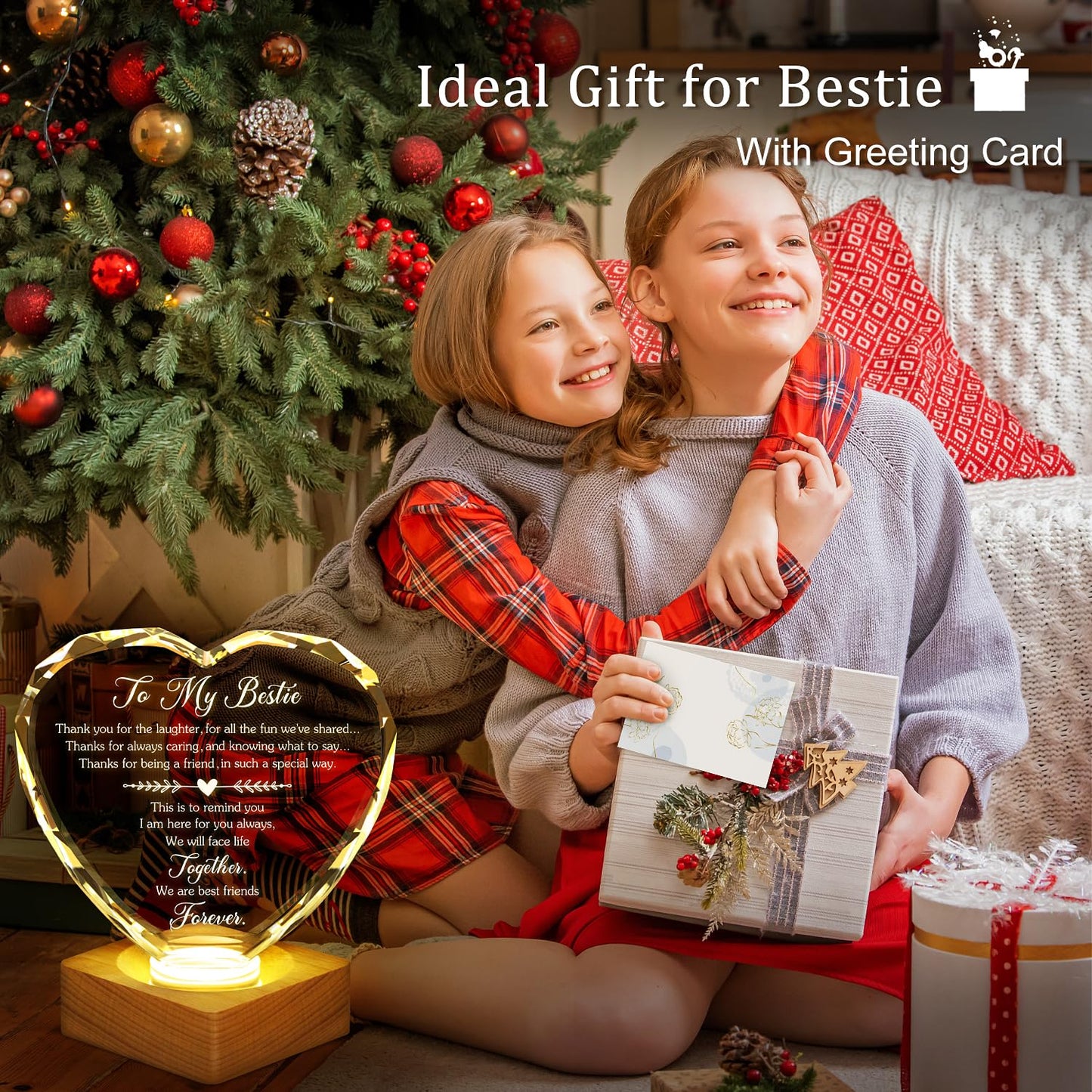 WAVEJOE Best Gift to My Bestie 3D Illusion Lamp, to My Best Friend, 3D Crystal Night Light Gift for Bestie's Birthday, Holiday, for Best Friend Sister