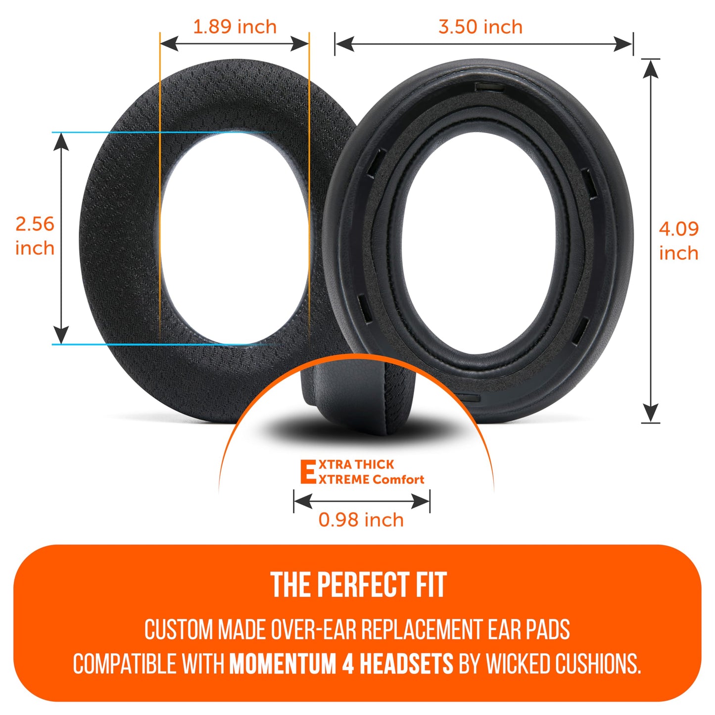 WC Freeze Momentum 4 - Cooling Gel Earpads for Sennheiser Momentum 4 Wireless & HDB 630 Headphones by Wicked Cushions - Boost Comfort, Thickness