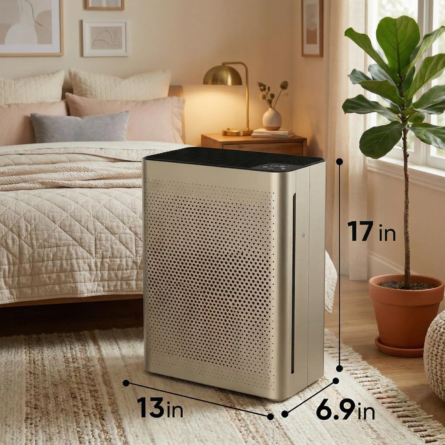 Air Puifiers for Home,Bed Room,up to 1076 Ft² in 1 Hr with Automatic Function,Air Quality Monitor,Negative ion purification,Sleep Mode,24db,HEPA