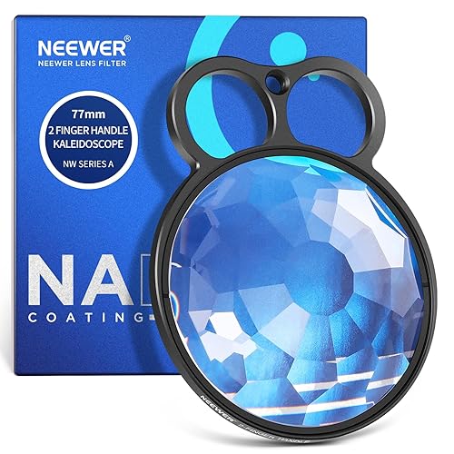 NEEWER 77mm Handheld Kaleidoscope Prism Lens Filter, Glass Prism Camera Lens Effect Filter with 2 Finger Handle, Multi Refraction, Variable Number