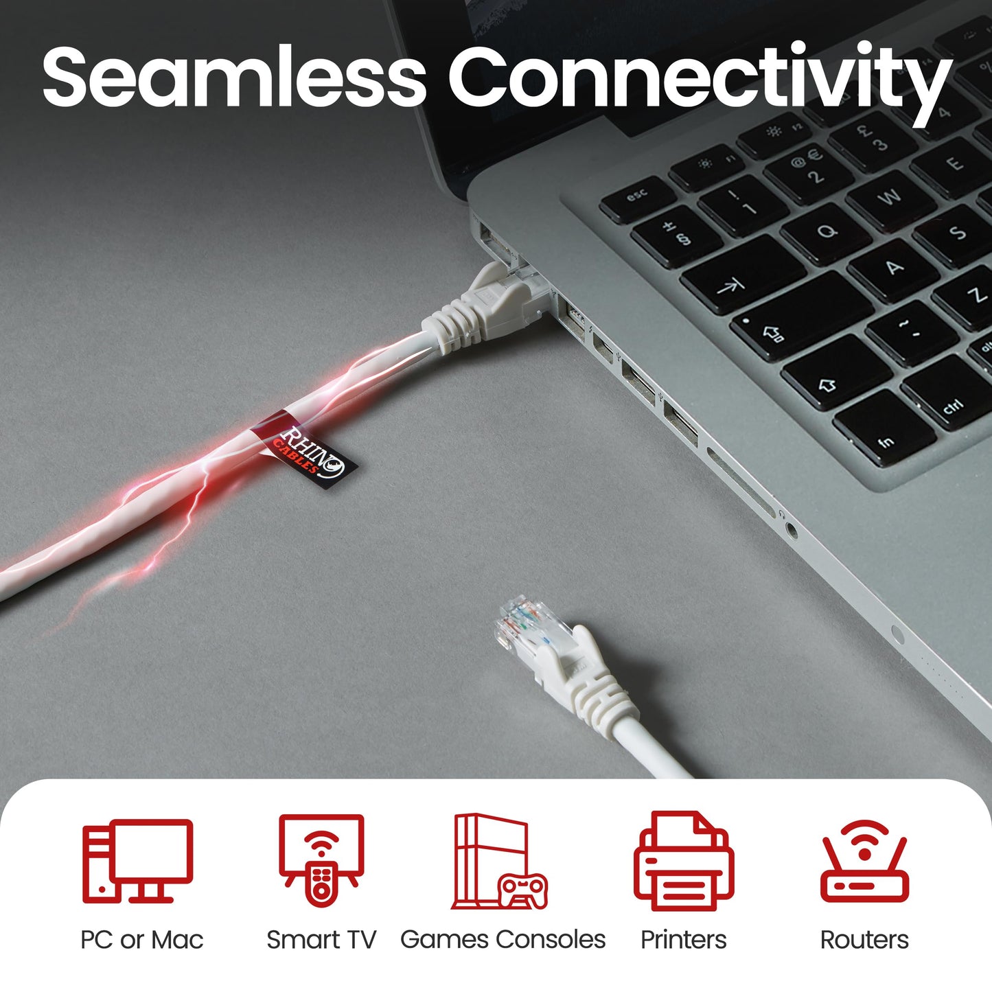 rhinocables CAT 6 High-Speed Gigabit Ethernet Cable - Patch Network Lead for LAN| Snagless UTP with LSZH Jacket | RJ45 Connector - Internet, Router