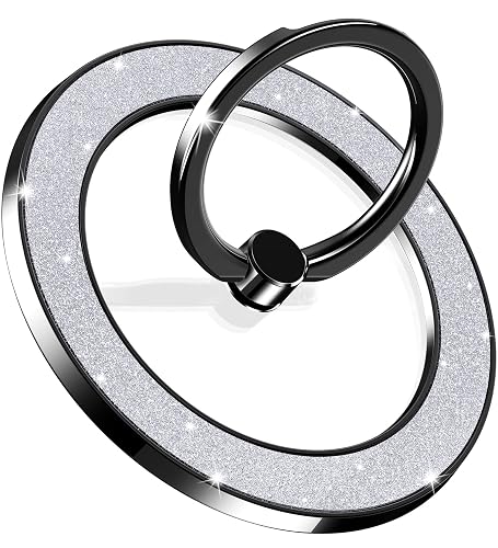 Pikabo Magnetic Phone Ring Holder for MagSafe, Glitter Phone Grip Stand with 360° Rotation Finger Ring Kickstand Compatible with iPhone MagSafe