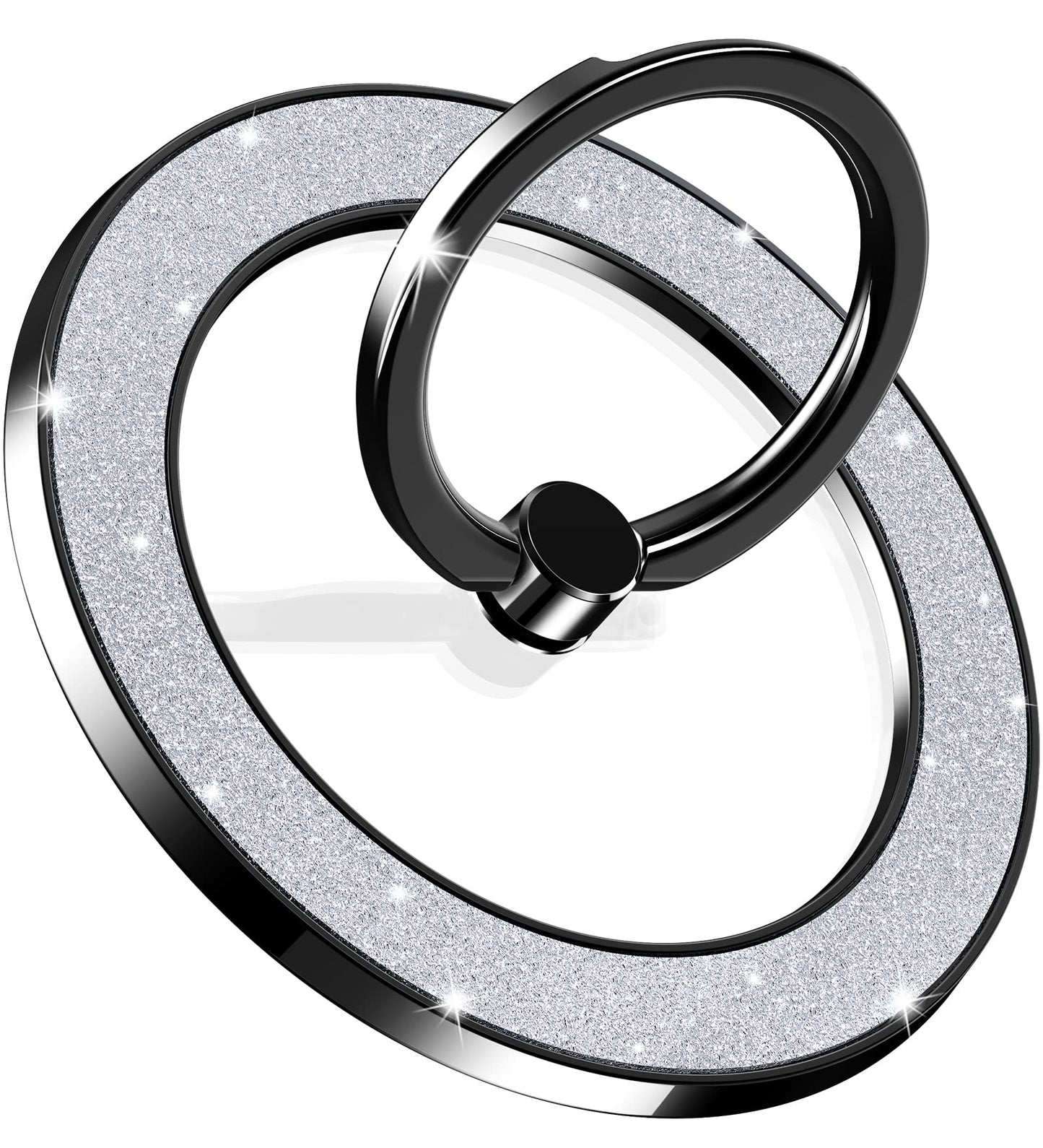 Pikabo Magnetic Phone Ring Holder for MagSafe, Glitter Phone Grip Stand with 360° Rotation Finger Ring Kickstand Compatible with iPhone MagSafe