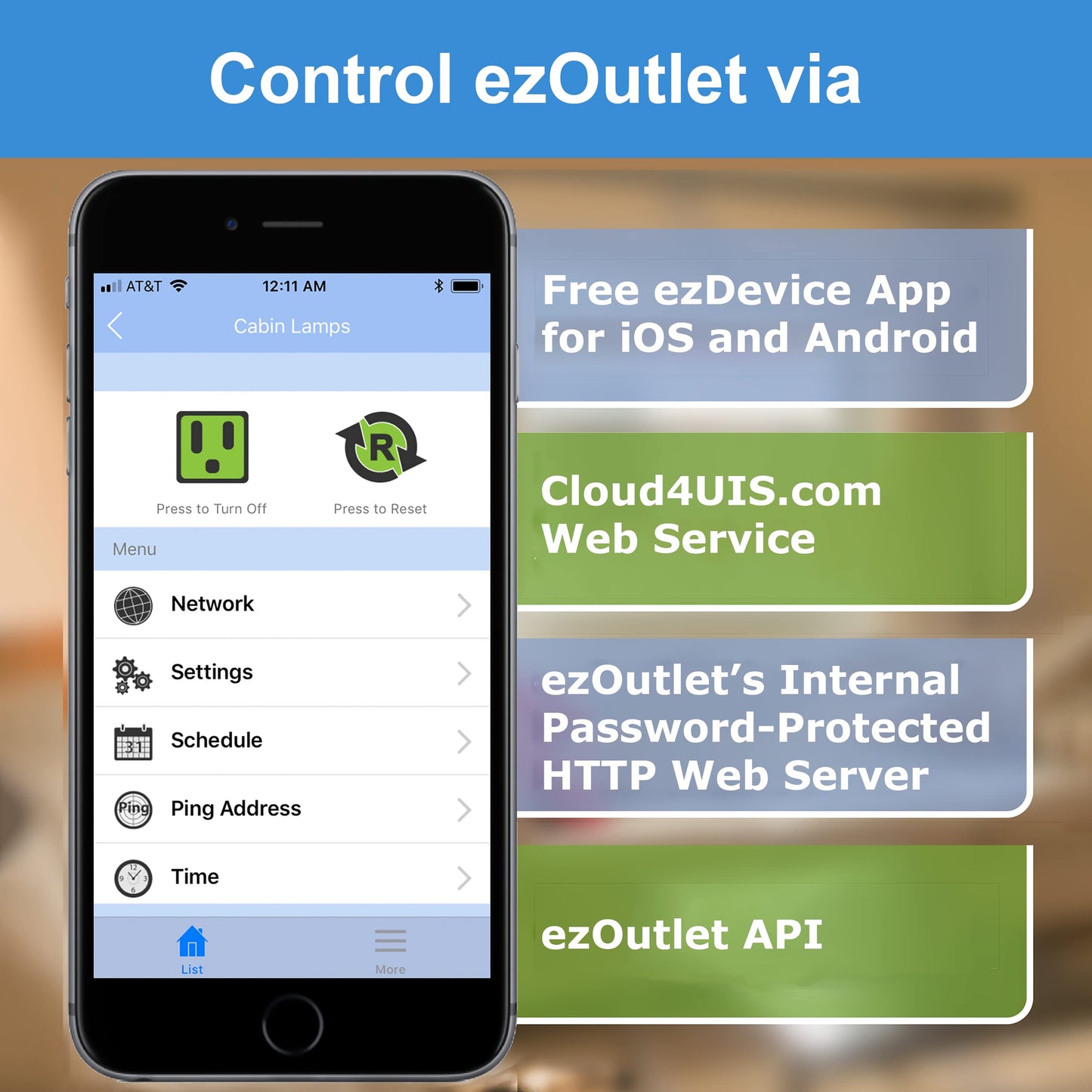 ezOutlet5 - Internet Enabled IP & Wi-Fi Remote Power Switch with Automatic Reboot - iOS | Android | Cloud | Web Controllable - Single AC Power Outlet
