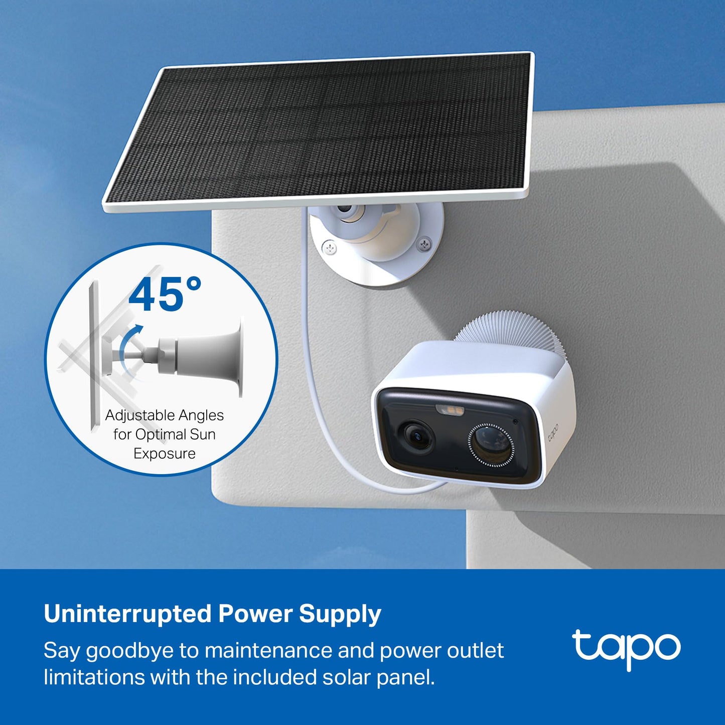 Tapo TP-Link C400 KIT Outdoor Battery Camera w/Solar Panel Base, Wireless, 1080P, Free Person/Vehicle Detection, SD/Cloud Storage, Color Night Vision