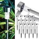 GIGALUMI 16 Pack Solar Lights Outdoor Waterproof,Stainless Steel LED Solar Garden Lights for Patio, Lawn, Yard and Landscape(Cold White)