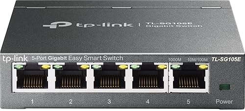 TP-Link 5-Port Gigabit Ethernet Easy Smart Switch| Plug and Play | Desktop | Sturdy Metal w/Shielded Ports | Limited Lifetime Replacement (TL-SG105E)