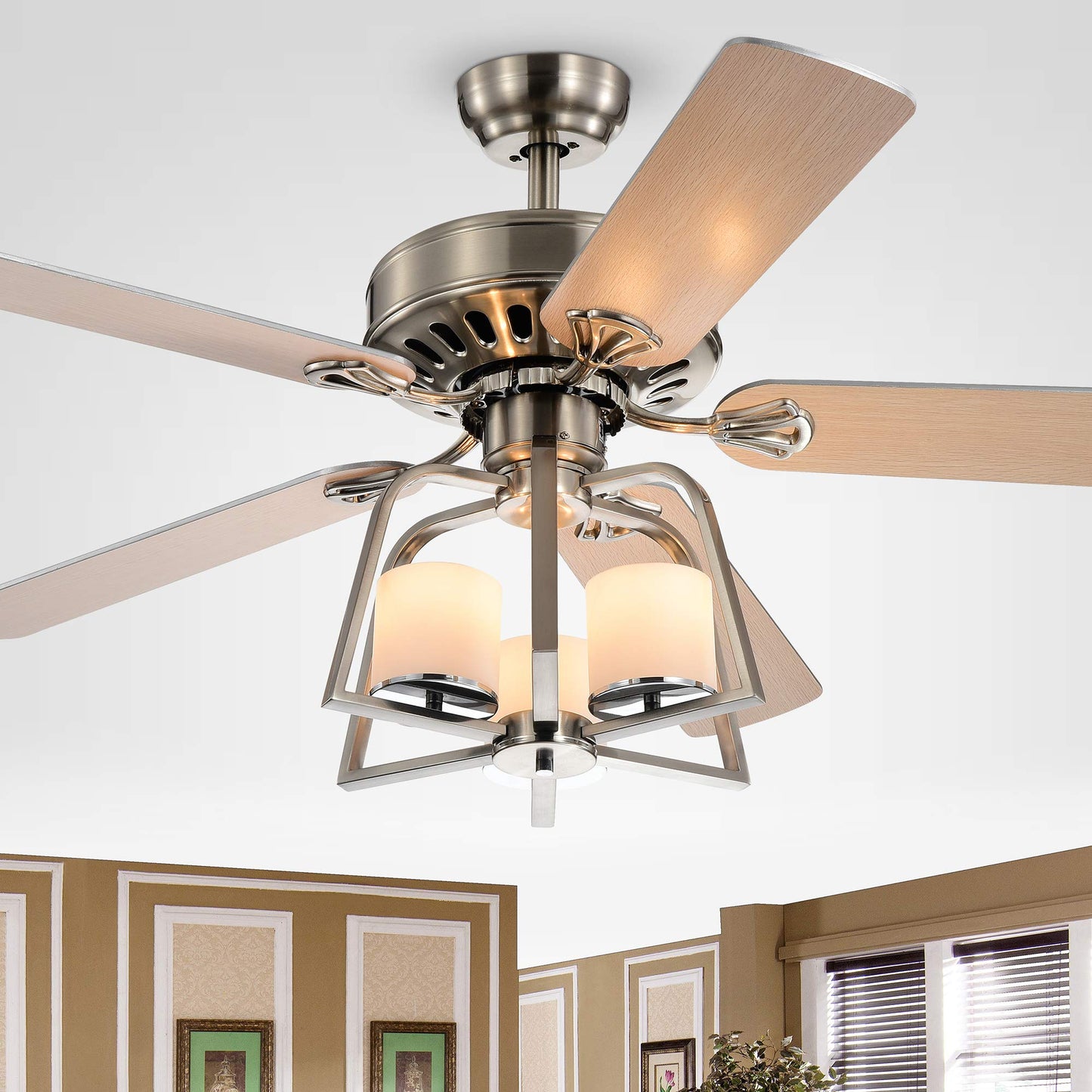 Edreyan Satin Nickel 52 inch 5 Blade Ceiling Fan
