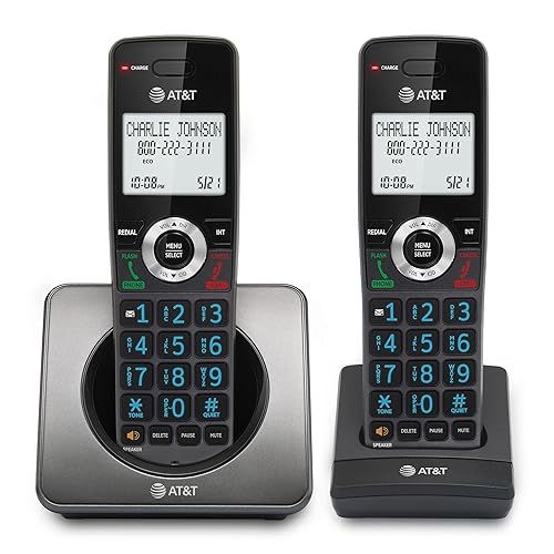AT&T GL2101-2 DECT 6.0 2-Handset Cordless Phone with Call Block & Caller ID - Full-Duplex Handset Speakerphone, 2" White Backlit Display, Lighted