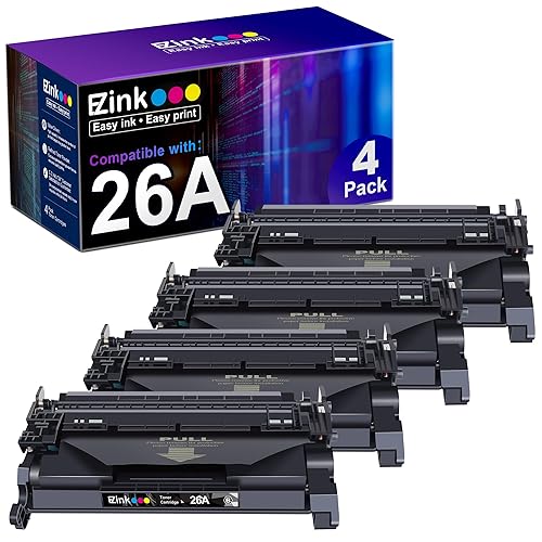 E-Z Ink 26A Black LaserJet Toner Cartridge 4 Pack Compatible Replacement for HP 26A CF226A 26X CF226X Toner use with HP LaserJet Pro M402n M402dn