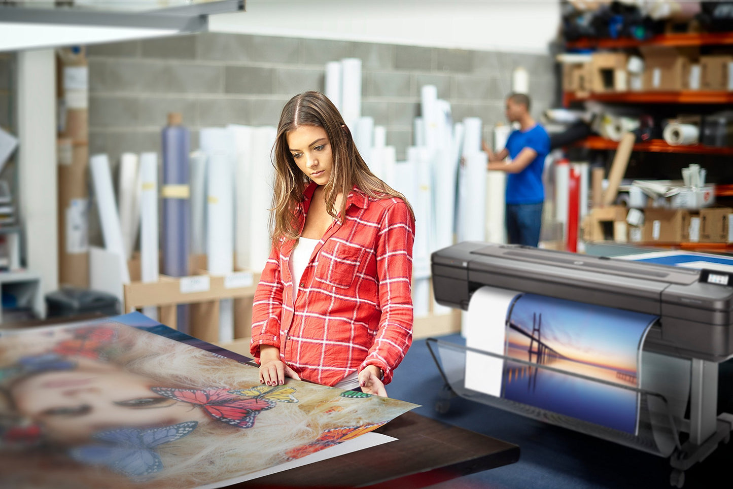 HP DesignJet Z9+ 44-in Postscript Large Format Printer, 2400 x 1200 dpi, 9-Color Pigment Ink System, High-Speed Graphic & Photo Printing, Gigabit