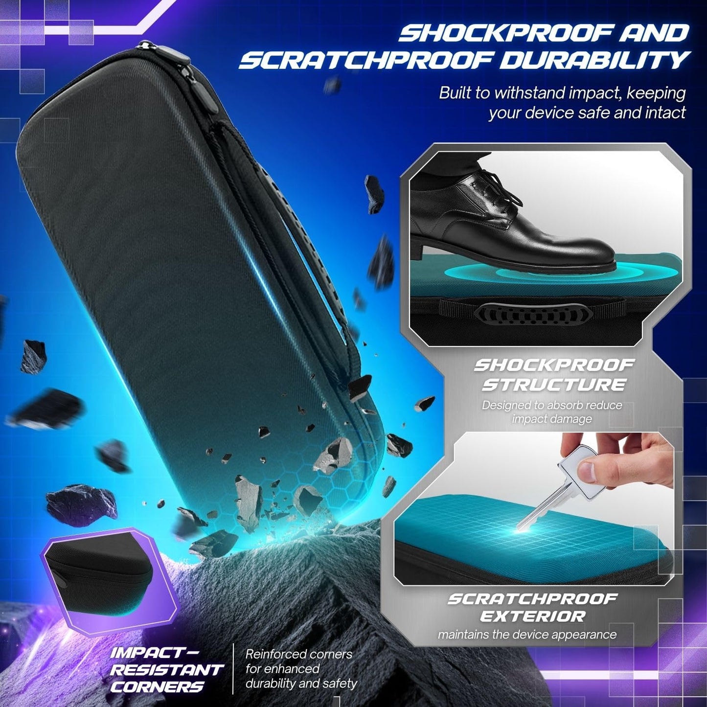 TNP 3 in 1 Carrying Case for PlayStation Portal - Portable Handheld Travel Bag for PS Portal with Silicone Protective Cover & 2 Pack Screen Protector