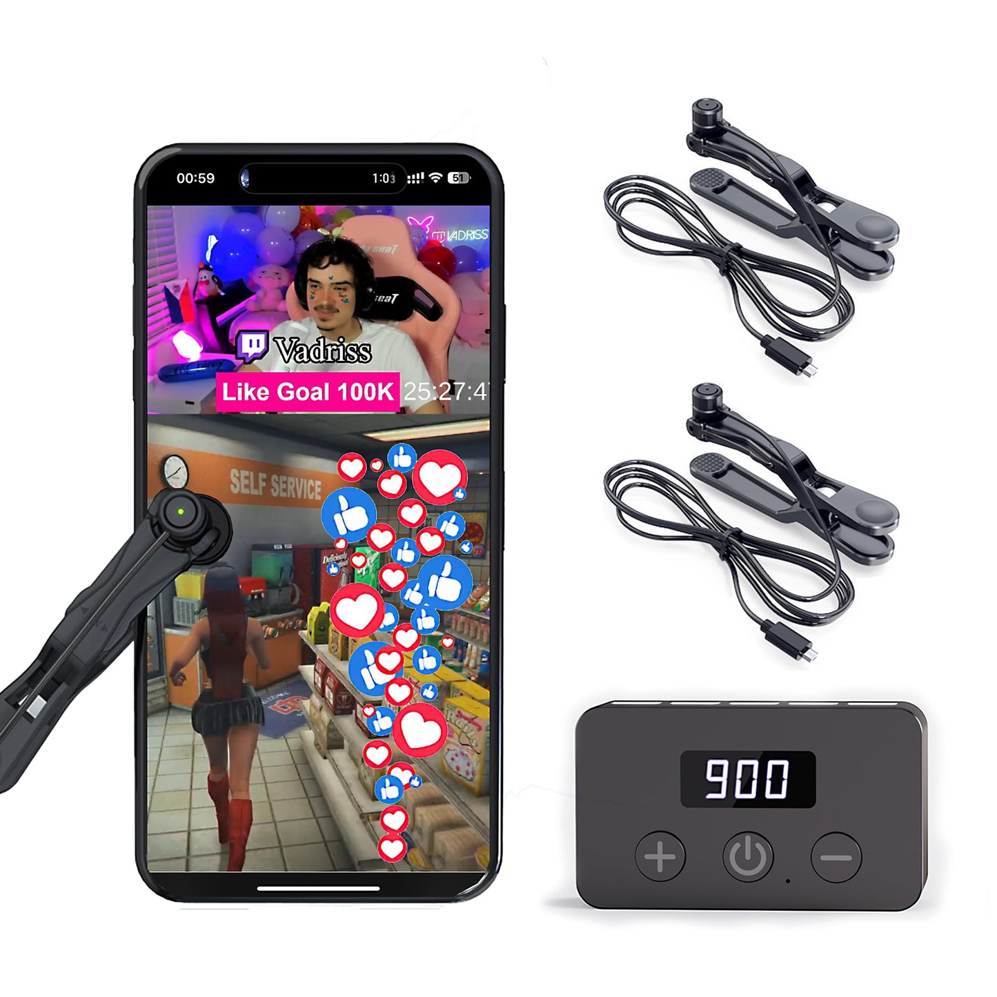 BlissKiss Auto Clicker, Adjustable Click Speed, Max 50 Clicks Per Second, Connect Up to 5 Click Heads | Ideal for Gaming, Live Broadcasts Likes