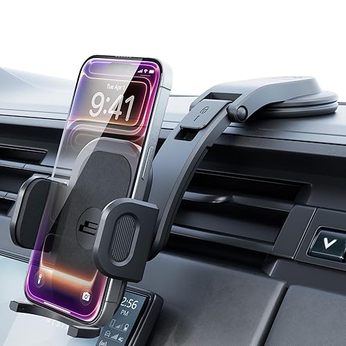 Bracketron TripGrip Low-Profile Dashboard Car Phone Holder Mount, One-Click Expandable Phone Holders for Your Car for All Smartphones