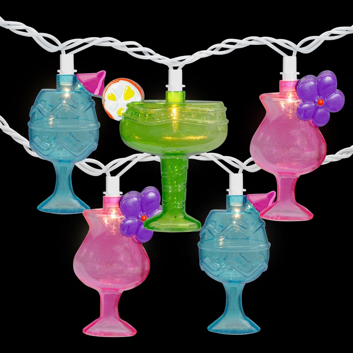 Northlight Cocktail Glasses Patio Light Set - Multi-Color - 7.25' White Wire - 10ct
