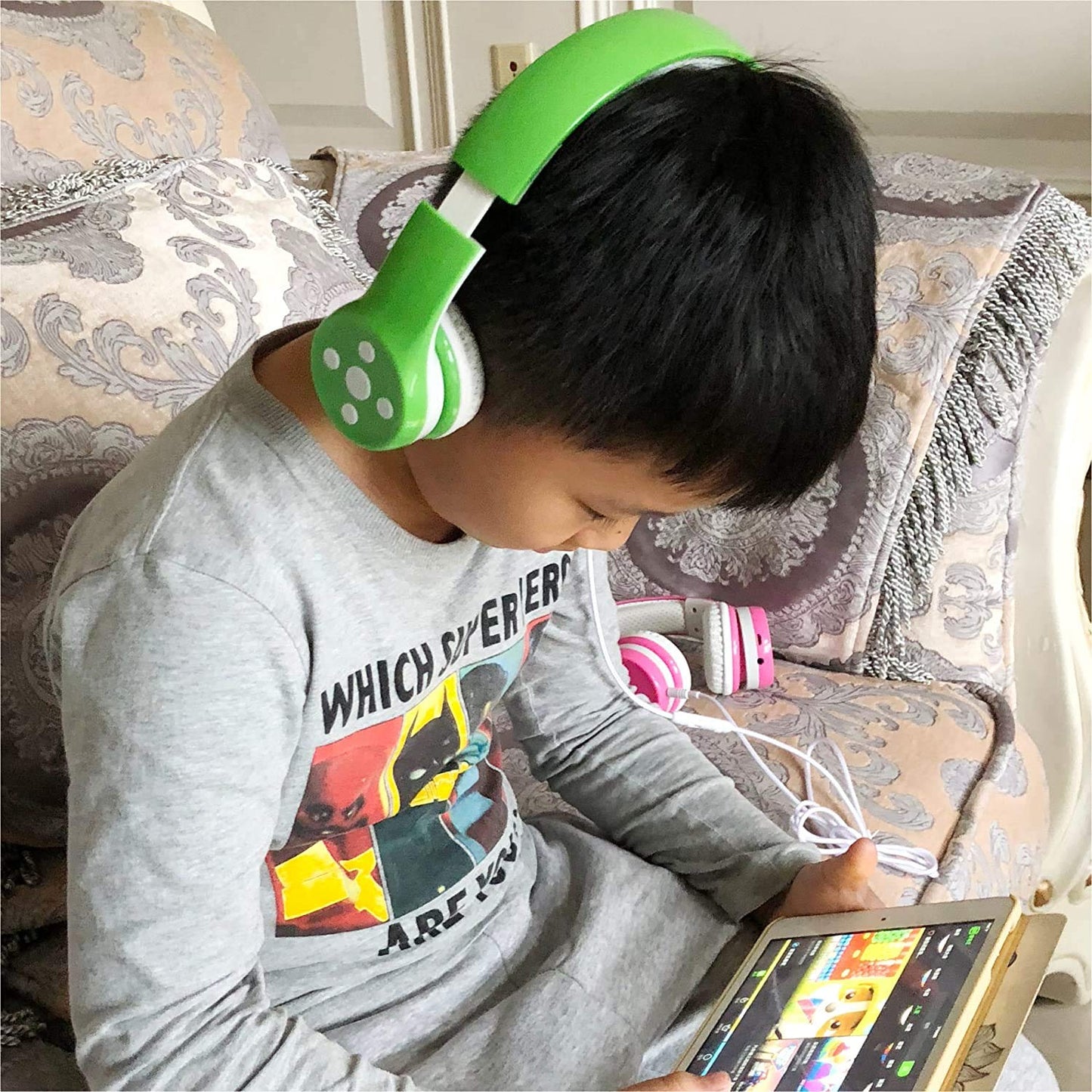 YUSONIC Toddler Headphones Wireless, Bluetooth Kid Headphones for Boys Girls,5 Button Easy use with Sharing Port, Built in Mic for Laptop Phones…