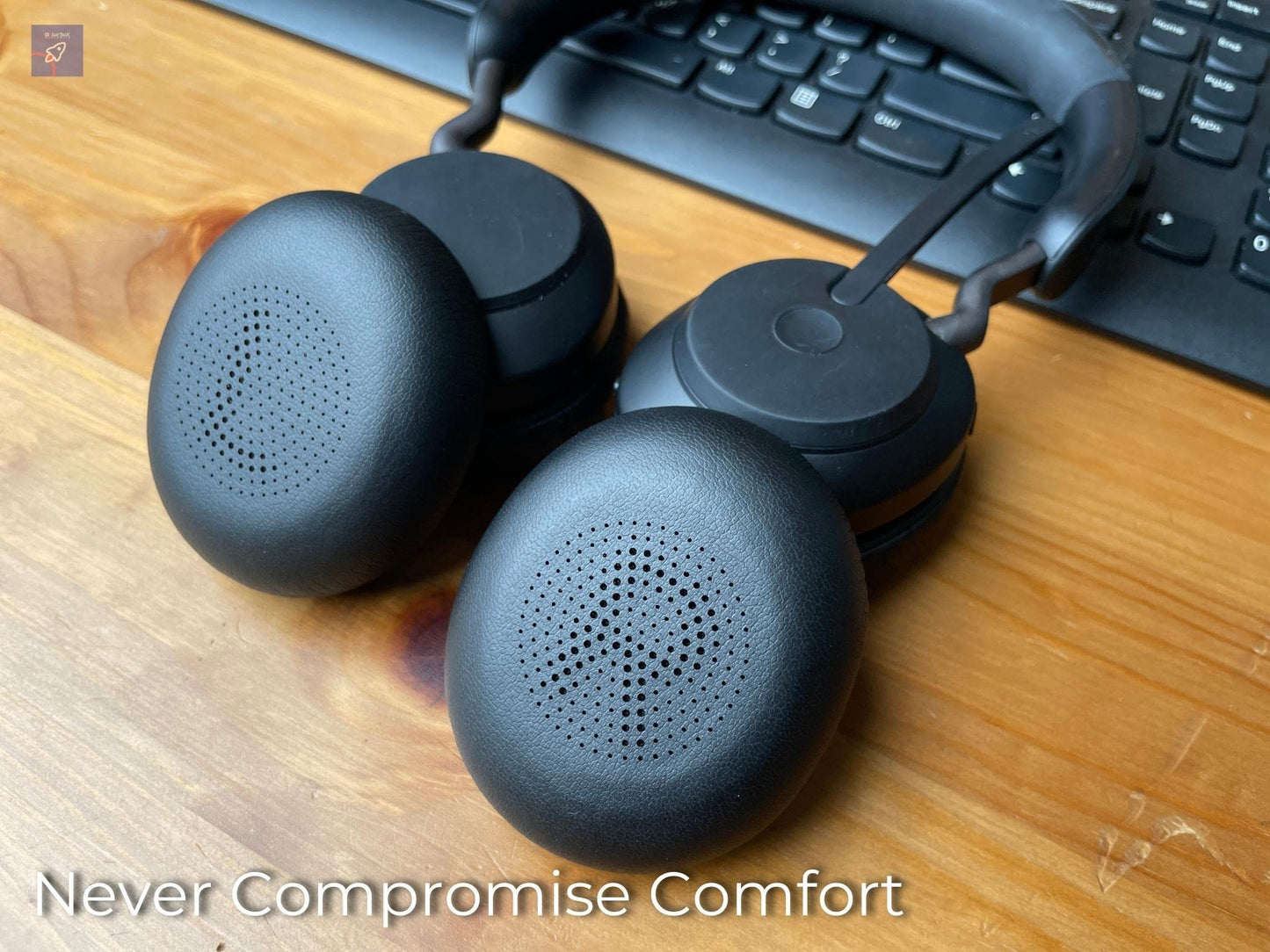 Replacement Ear Pad Cushions Compatible with Jabra Evolve2 65 and Evolve2 40 Headsets, Fits Earpiece Earcup to Exact Specs, 2pk of Leather Ear