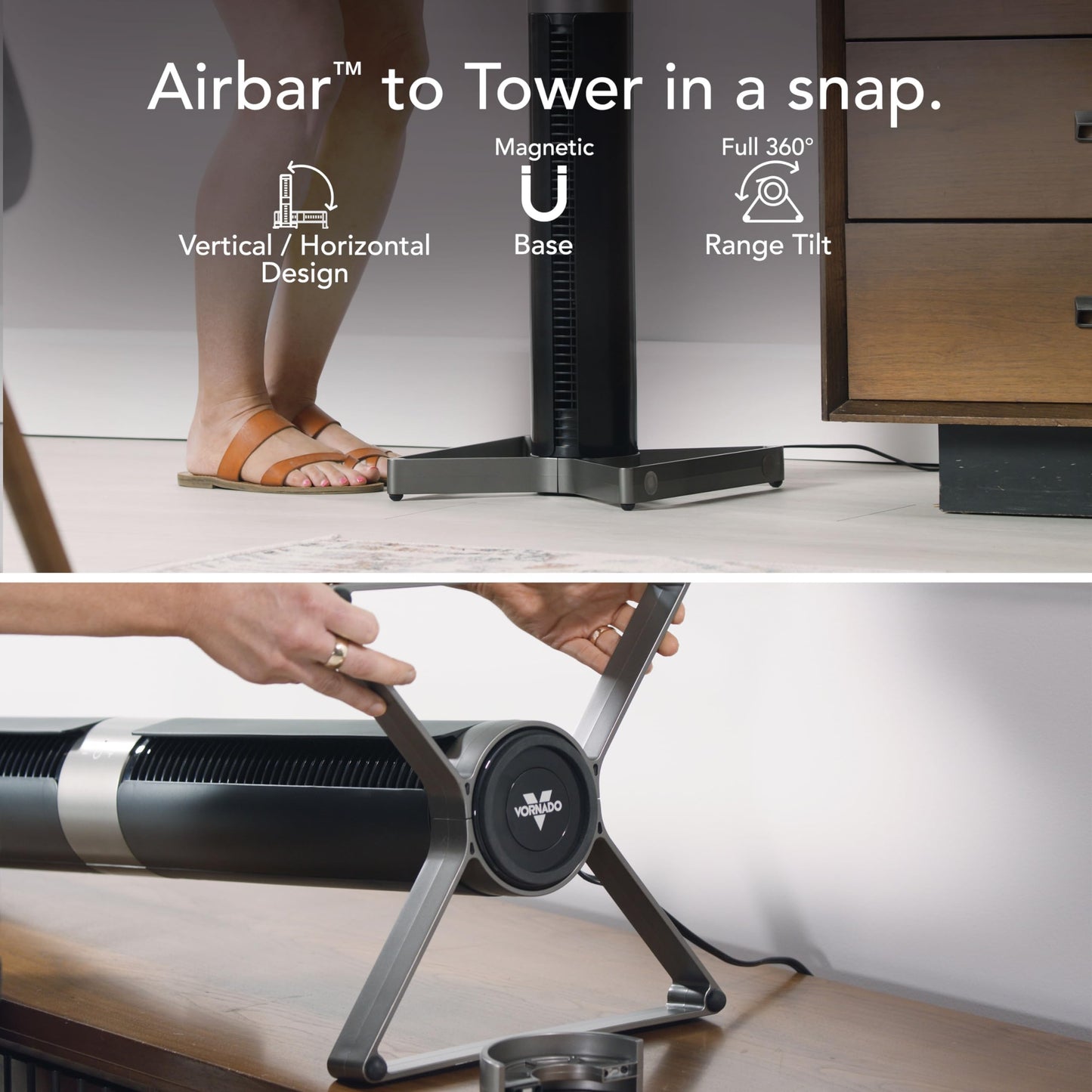 Vornado Airbar 6 Tower Fan and Horizontal Air Circulator with Remote Control, 44-Inch, 3 Speed Settings, Multi-Directional Airflow, Touch Control