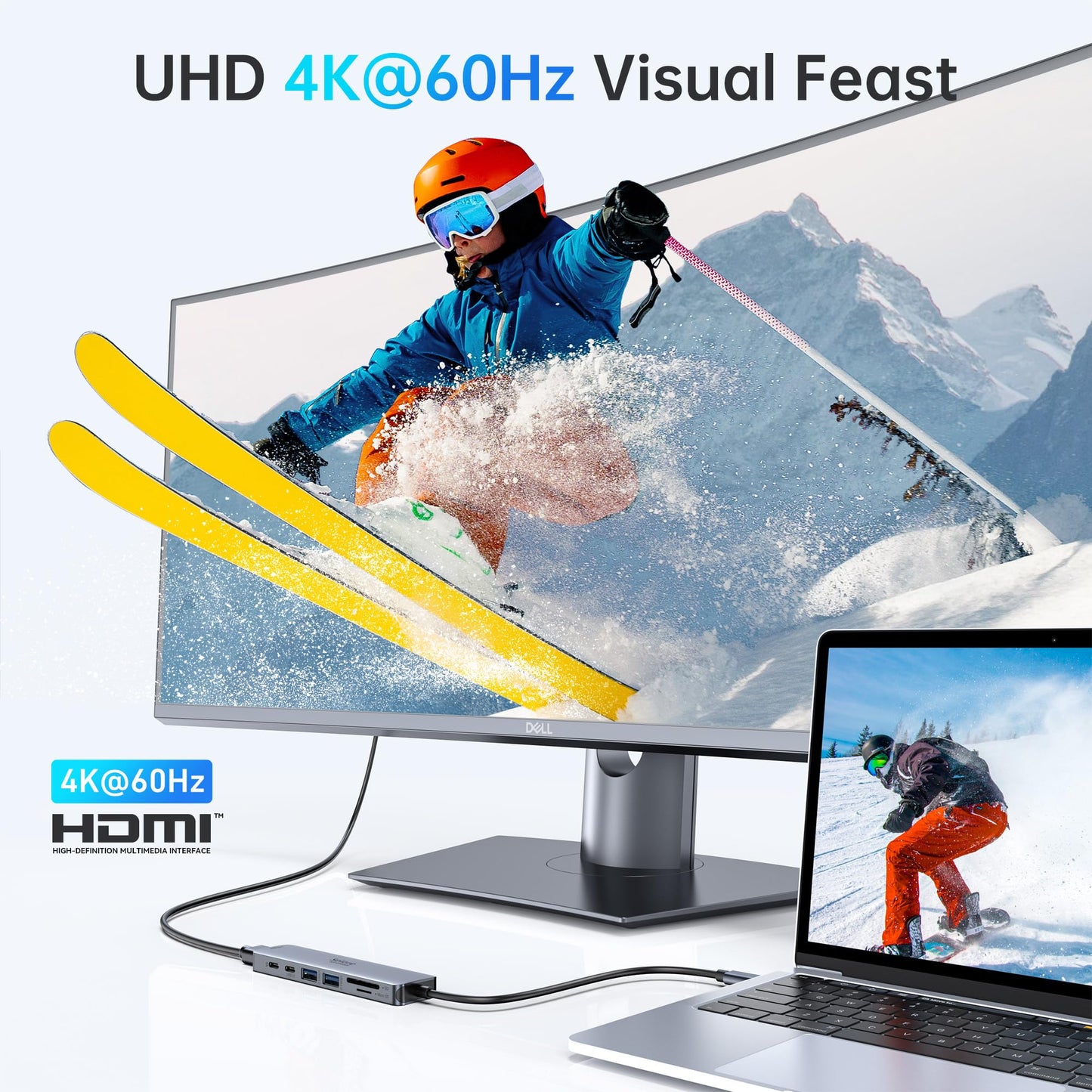 USB C Hub HDMI Adapter for MacBook Pro/Air, 7 in 1 USBC Dongle with HDMI, microSD/SD Card Reader, USB C Data Port,100W PD, and 2 USB 3.0 Compatible