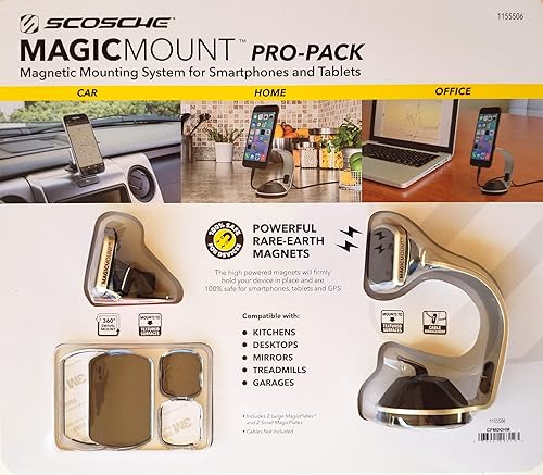 SCOSCHE MagicMount Pro-Pack Universal Fit Magnetic Mounting System for Smartphones and Tablets