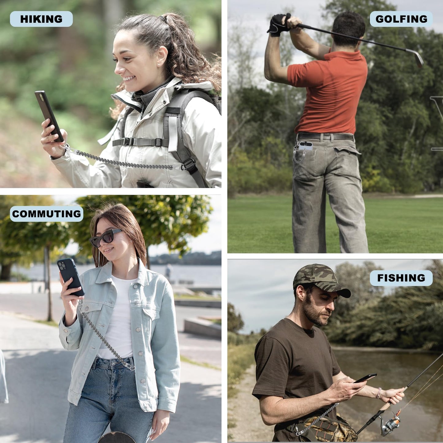 Lousrnman 2 Pack Phone Lanyard Tether, Cell Phone Lanyard with 2x Carabiner and 6x Fabric Patch, Universal Anti Theft Phone Safety Strap Compatible
