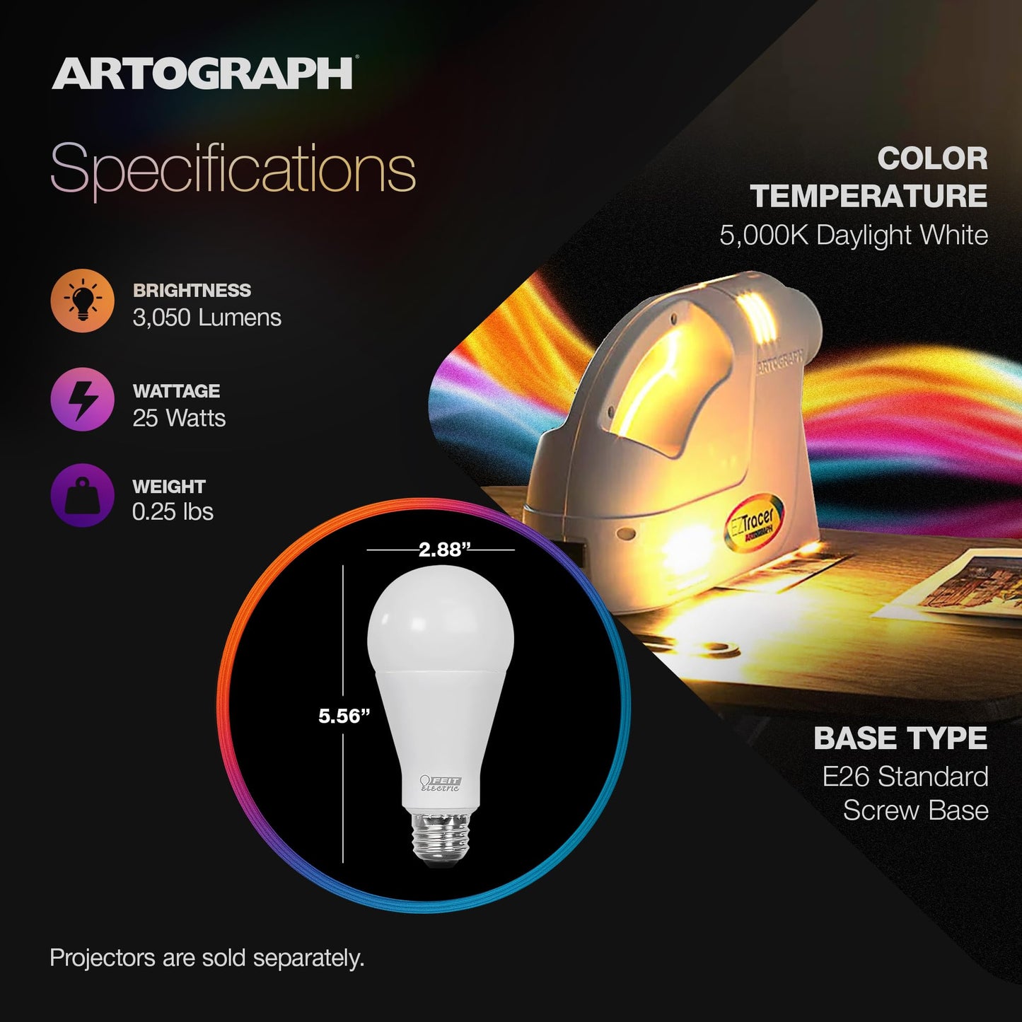 Artograph LED Bulb for EZ Tracer and LED Tracer Art Projector, 25 Watts, 3050 Lumens, Bulb Only