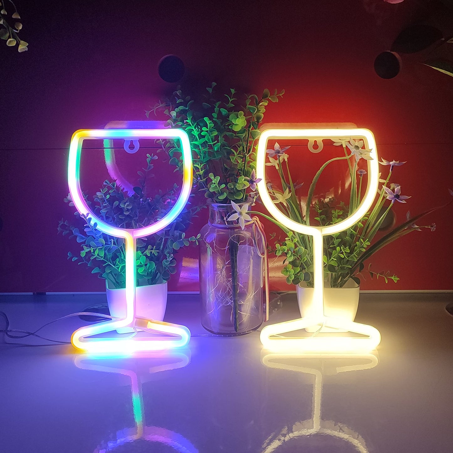 JYWJ Wine Glass Neon Sign,USB or 3-AA Battery Powered Neon Light,LED Table Decoration,Bedroom Wall Decoration,Birthday Gift,Wedding Supplies Business